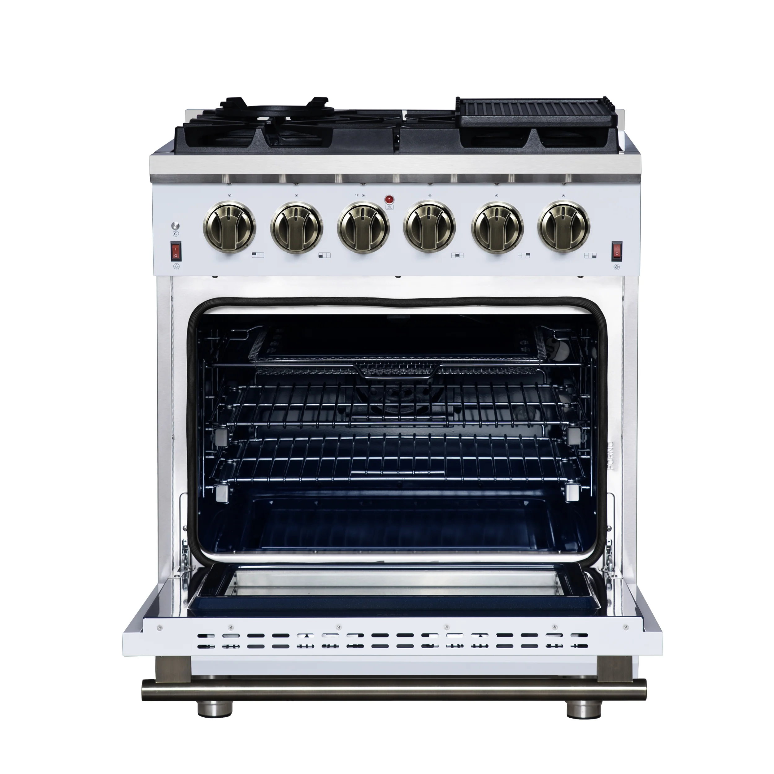 Forno Massimo 30-Inch White Freestanding Gas Range, 5 Burners, True Convection Oven - Image 2