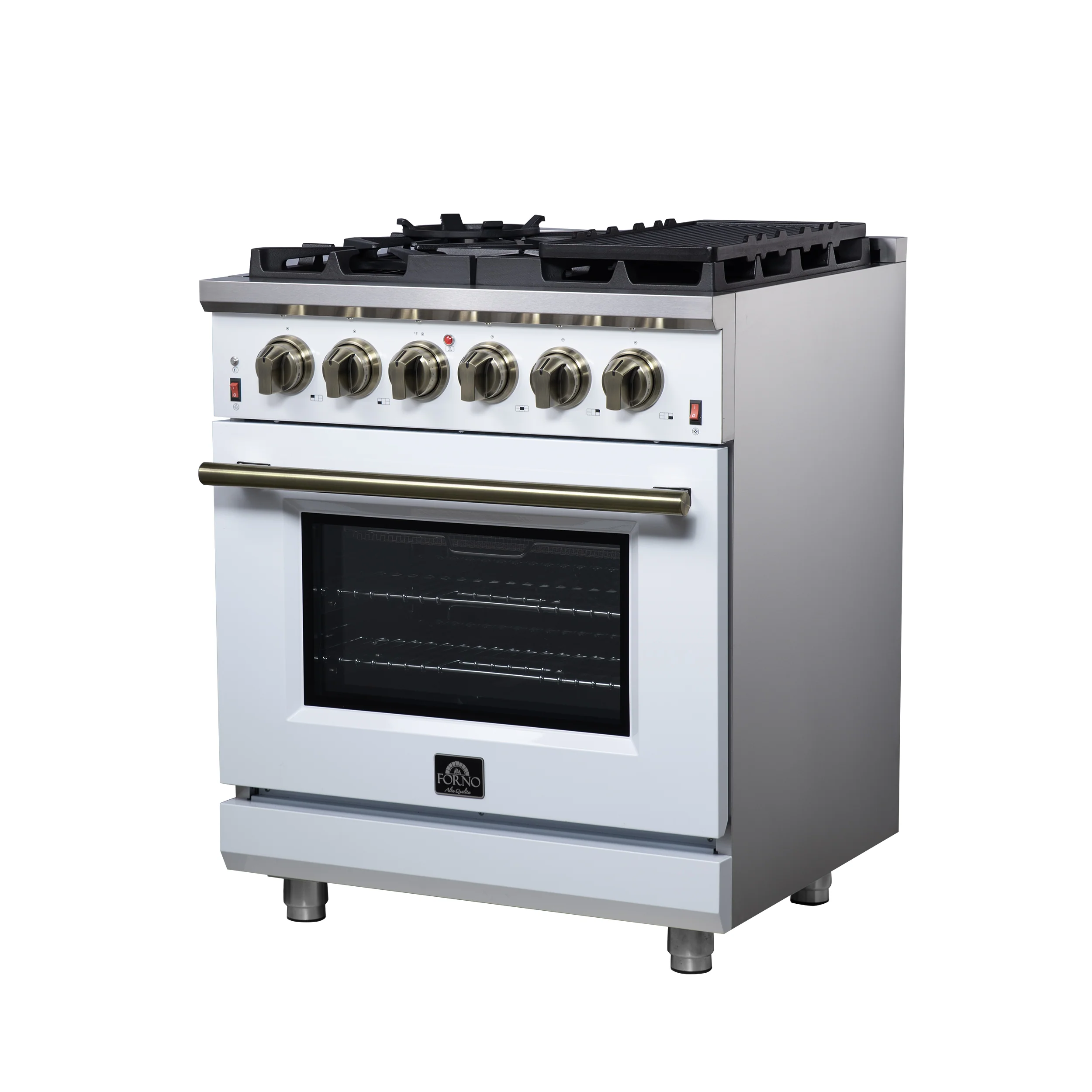 Forno Massimo 30-Inch White Freestanding Gas Range, 5 Burners, True Convection Oven - Image 8