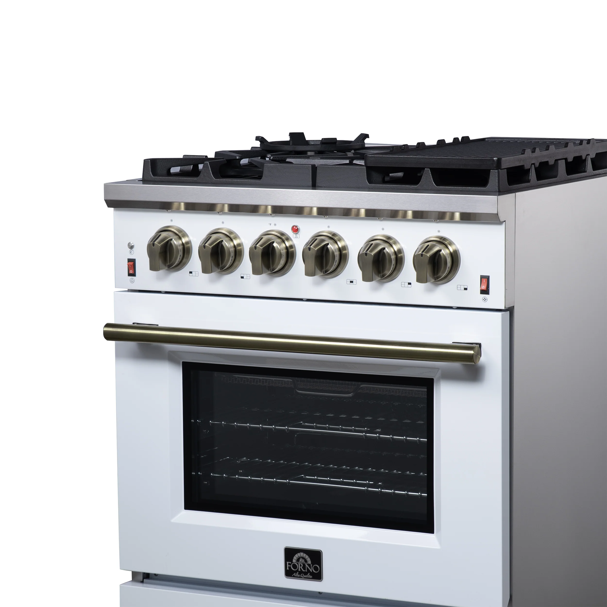 Forno Massimo 30-Inch White Freestanding Gas Range, 5 Burners, True Convection Oven - Image 9