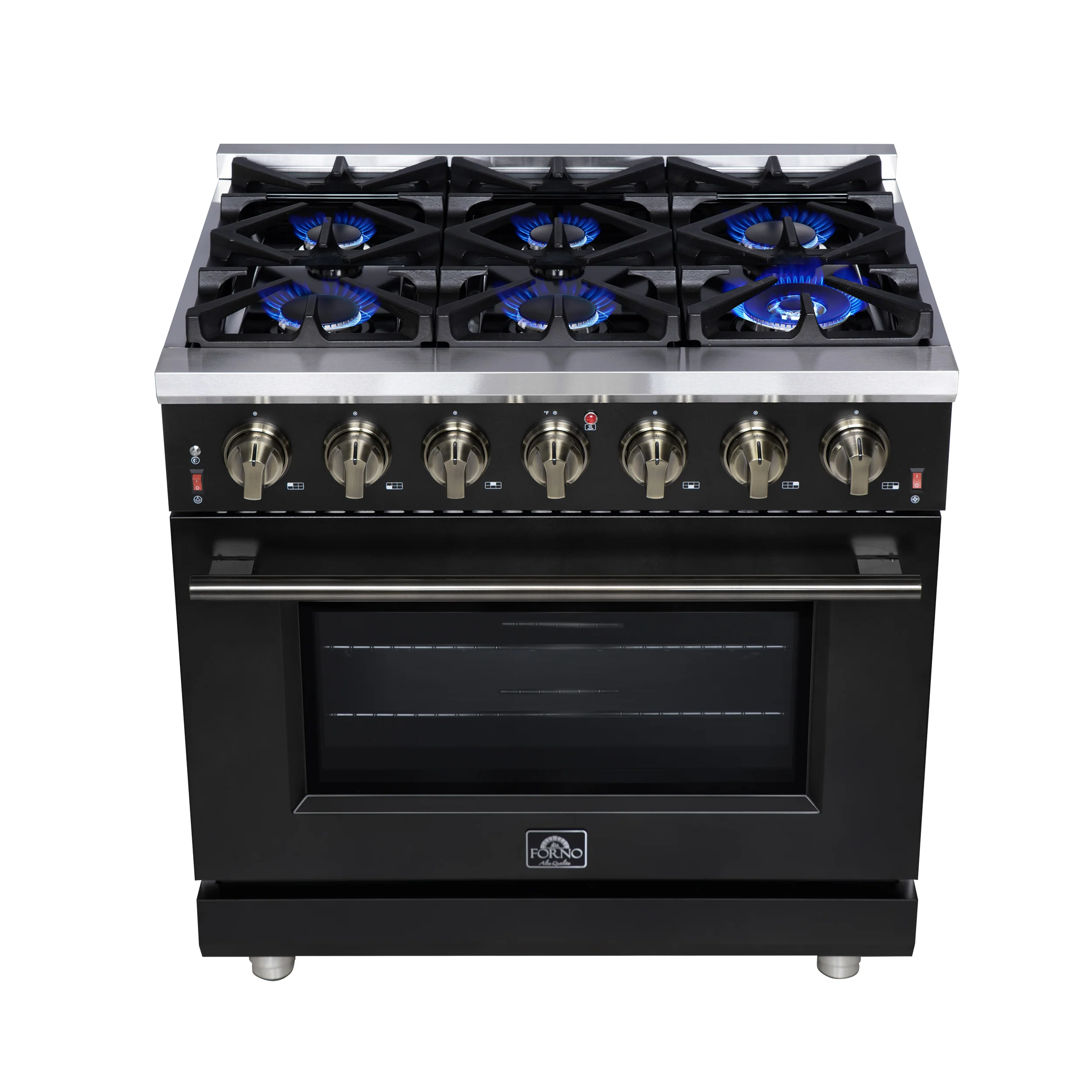 Forno Massimo 36-Inch Black Freestanding Gas Range, 6 Sealed Burners, Convection Oven, Energy Efficient - Image 11