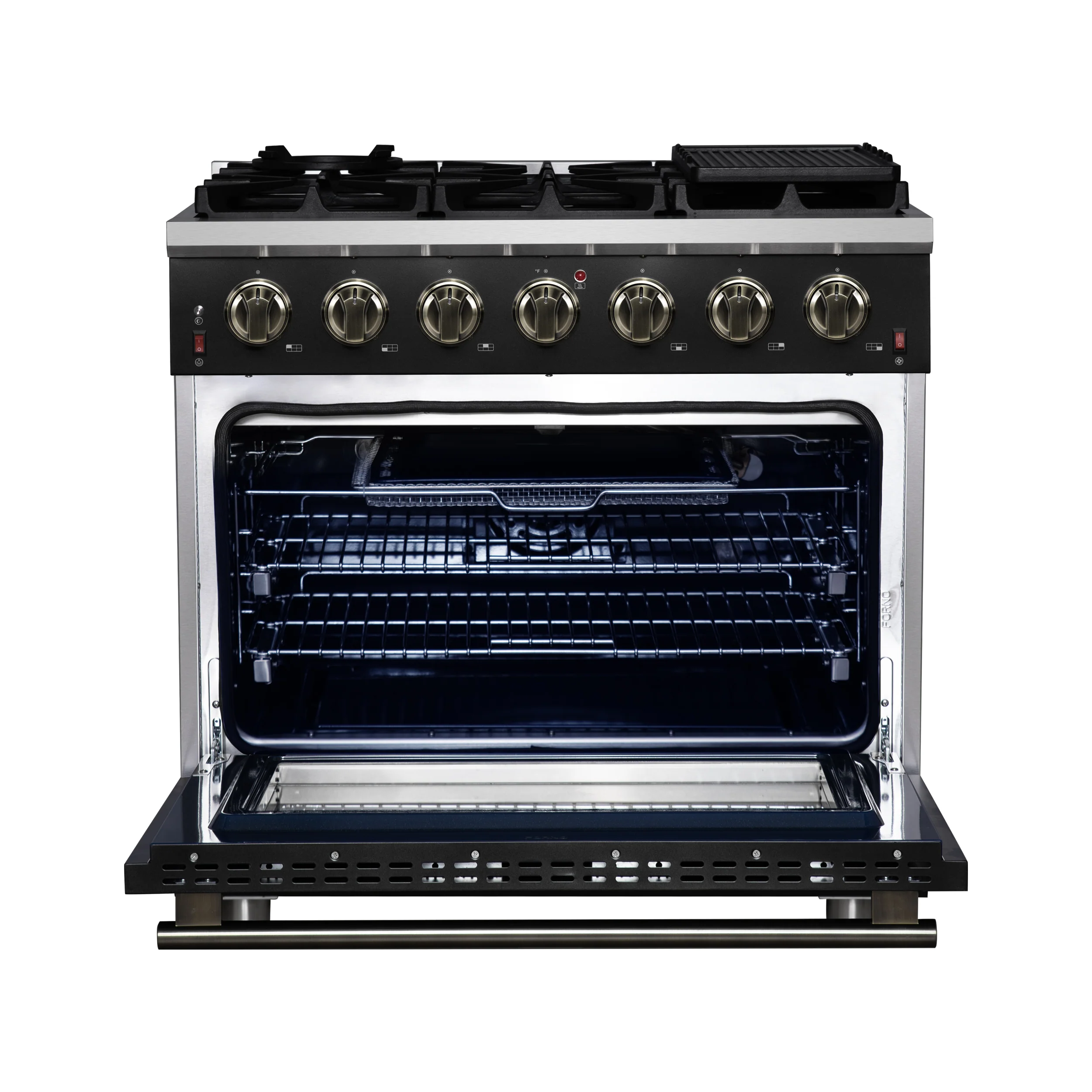 Forno Massimo 36-Inch Black Freestanding Gas Range, 6 Sealed Burners, Convection Oven, Energy Efficient - Image 2