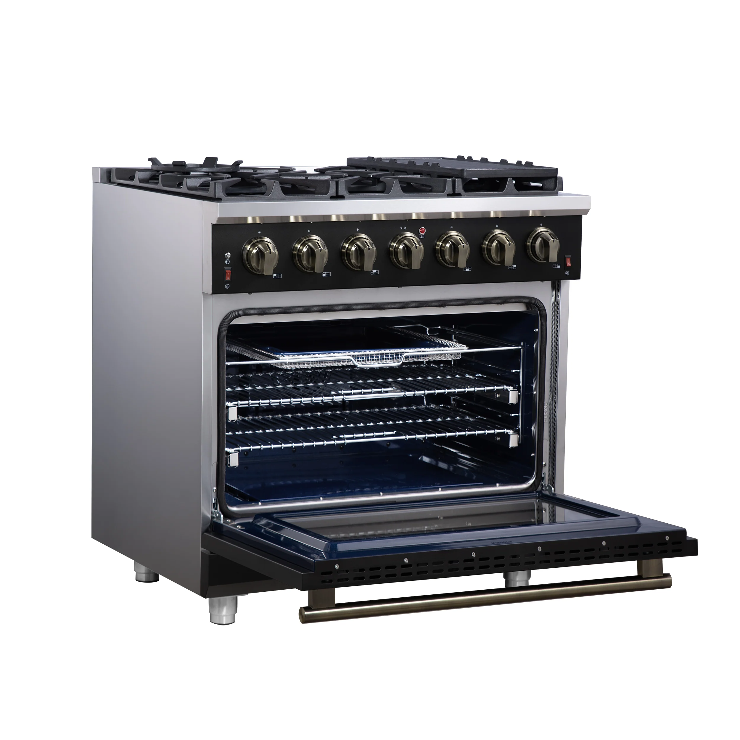 Forno Massimo 36-Inch Black Freestanding Gas Range, 6 Sealed Burners, Convection Oven, Energy Efficient - Image 3