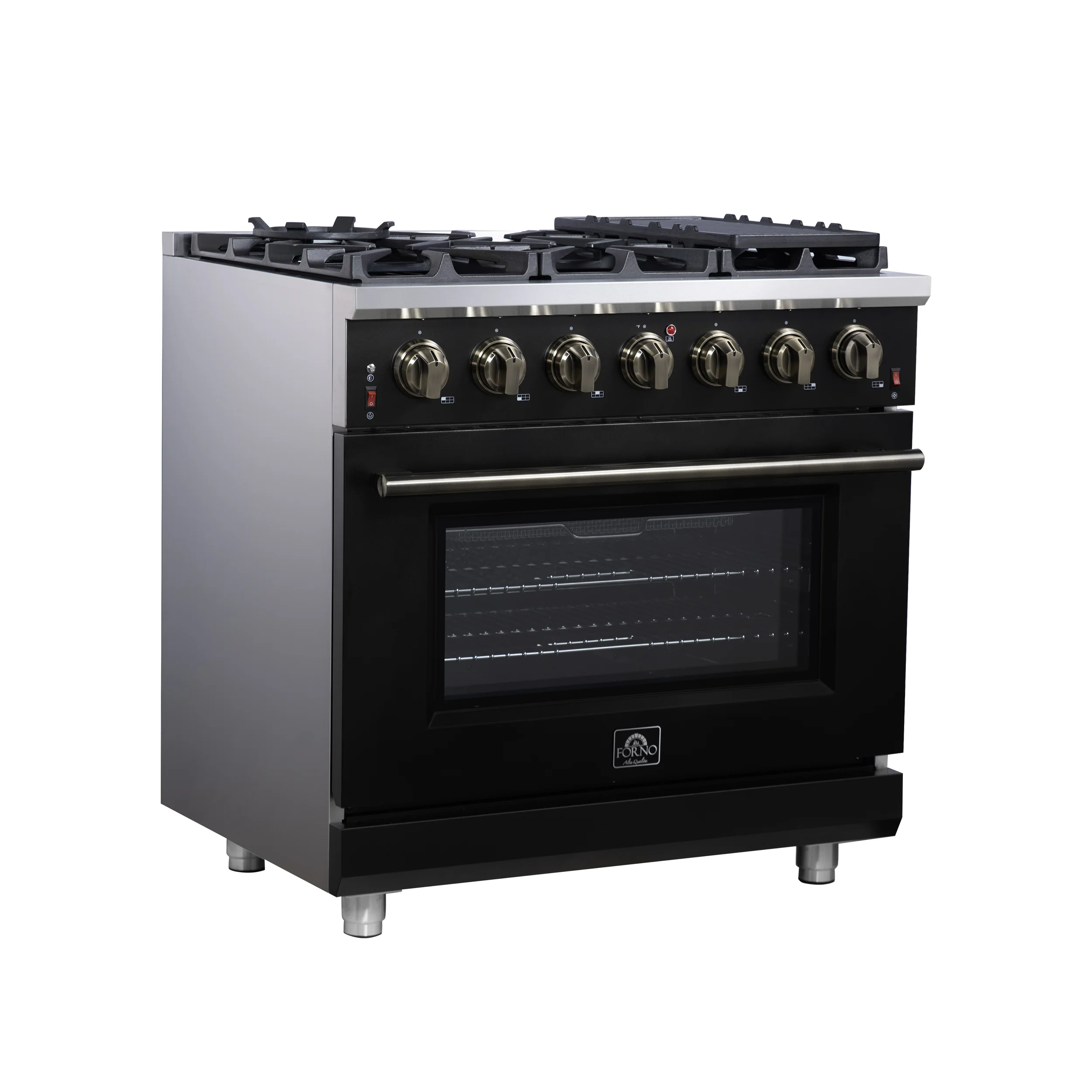 Forno Massimo 36-Inch Black Freestanding Gas Range, 6 Sealed Burners, Convection Oven, Energy Efficient - Image 4