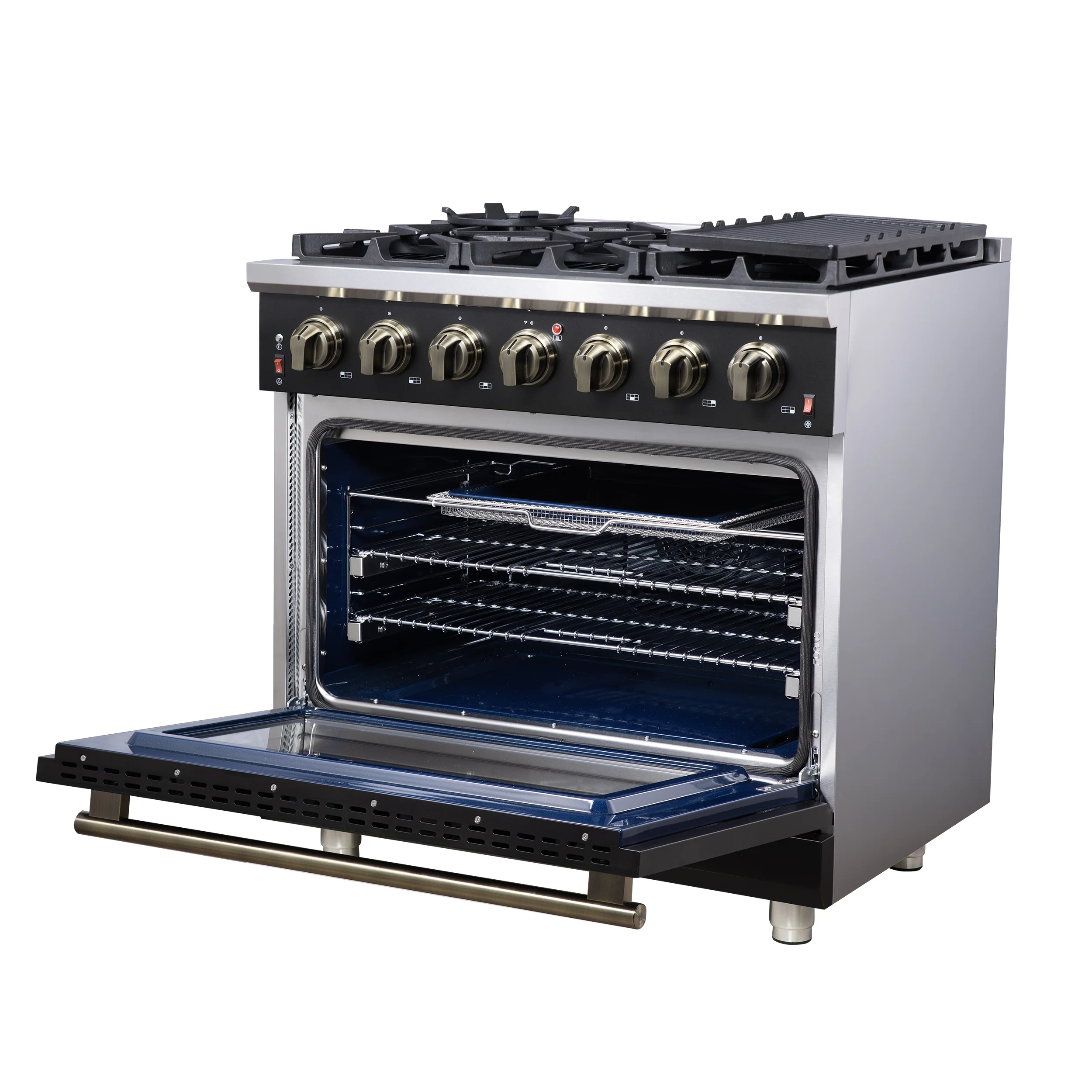 Forno Massimo 36-Inch Black Freestanding Gas Range, 6 Sealed Burners, Convection Oven, Energy Efficient - Image 7