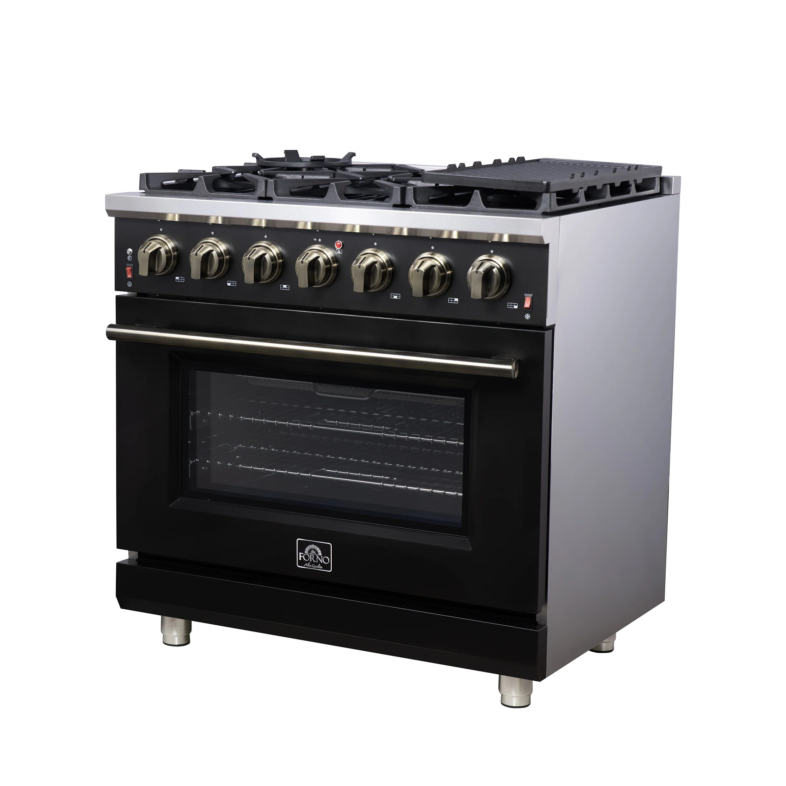 Forno Massimo 36-Inch Black Freestanding Gas Range, 6 Sealed Burners, Convection Oven, Energy Efficient - Image 8