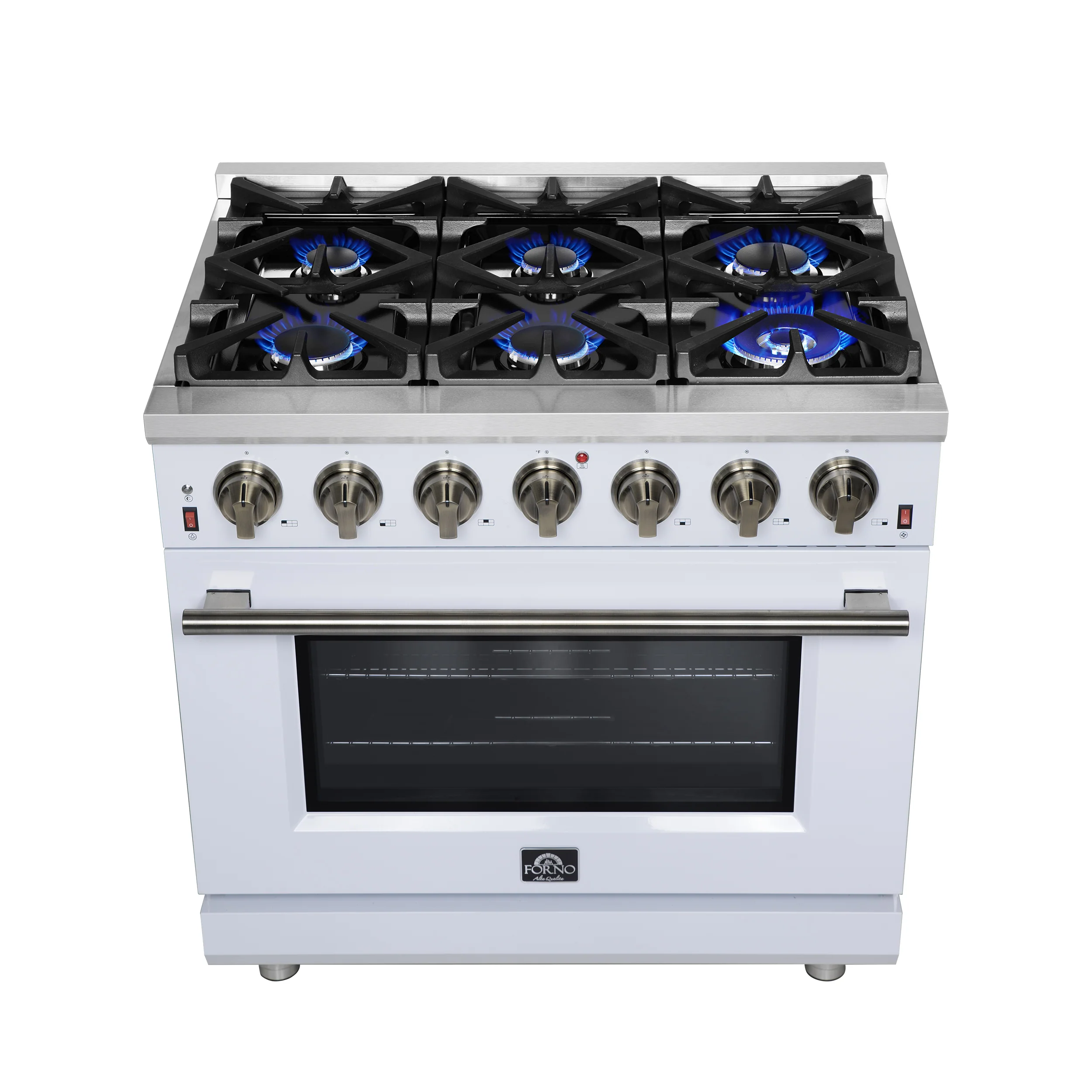 Forno Massimo 36-Inch White Freestanding Gas Range, 6 Sealed Burners, Convection Oven, Energy Efficient - Image 11
