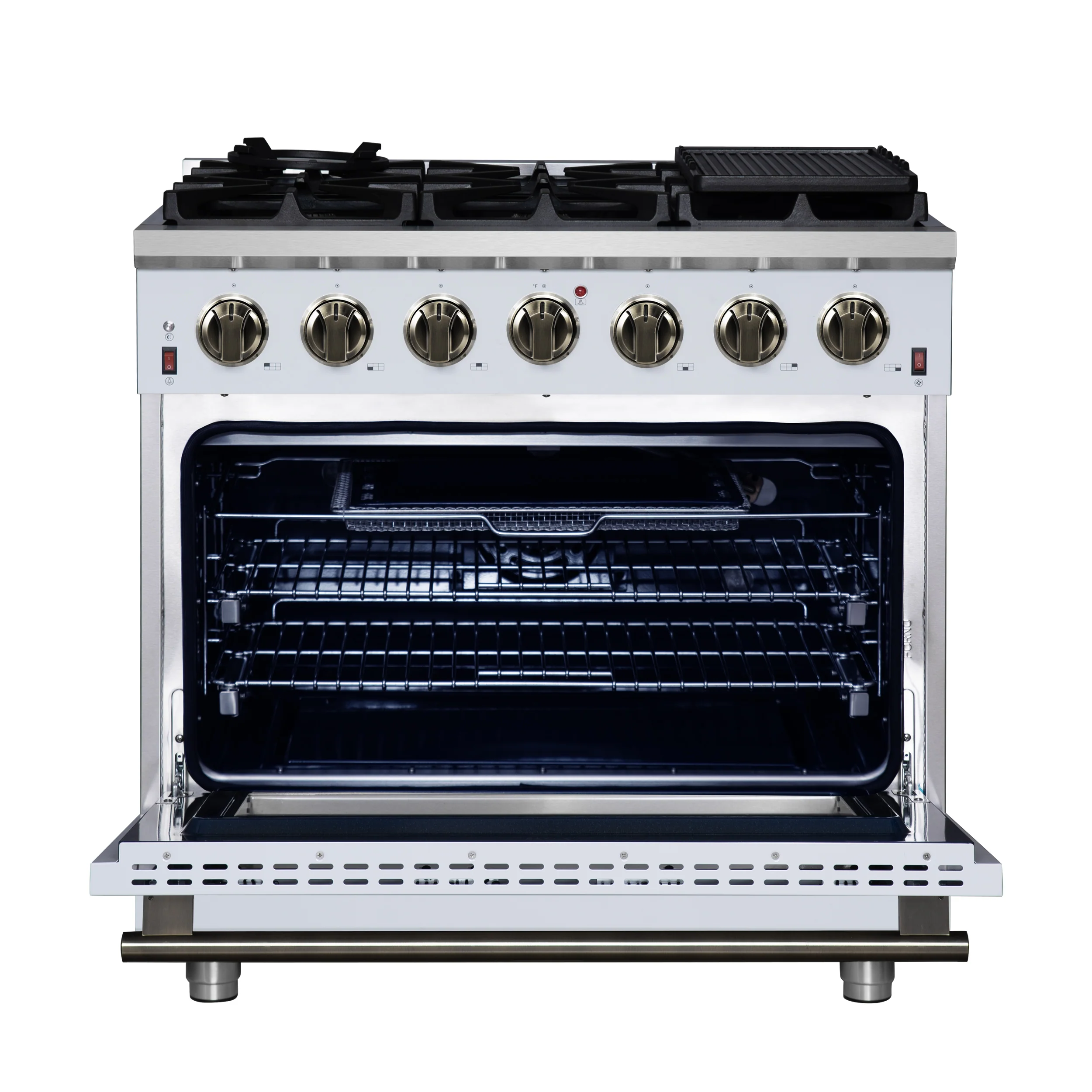 Forno Massimo 36-Inch White Freestanding Gas Range, 6 Sealed Burners, Convection Oven, Energy Efficient - Image 2