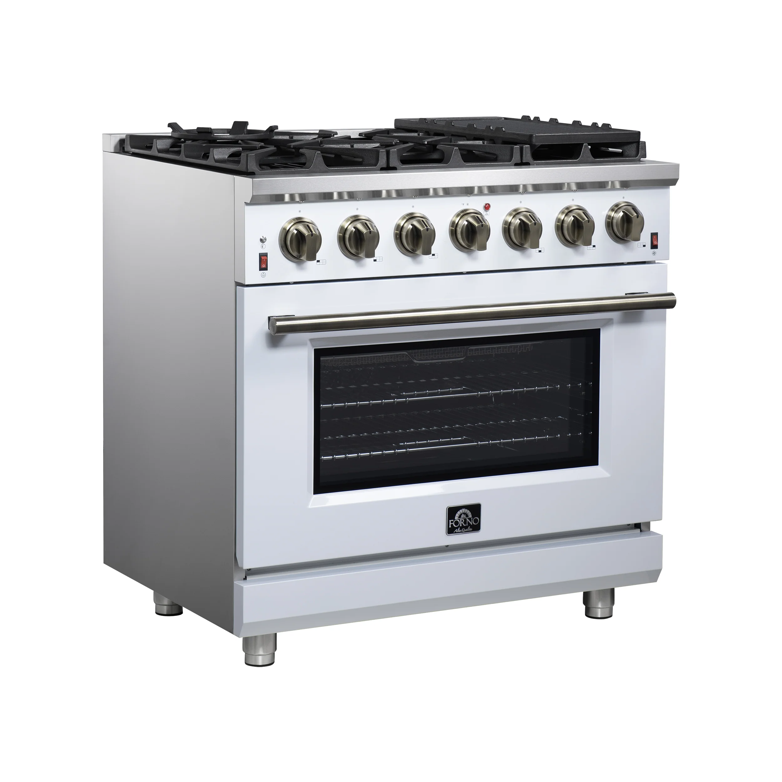 Forno Massimo 36-Inch White Freestanding Gas Range, 6 Sealed Burners, Convection Oven, Energy Efficient - Image 3