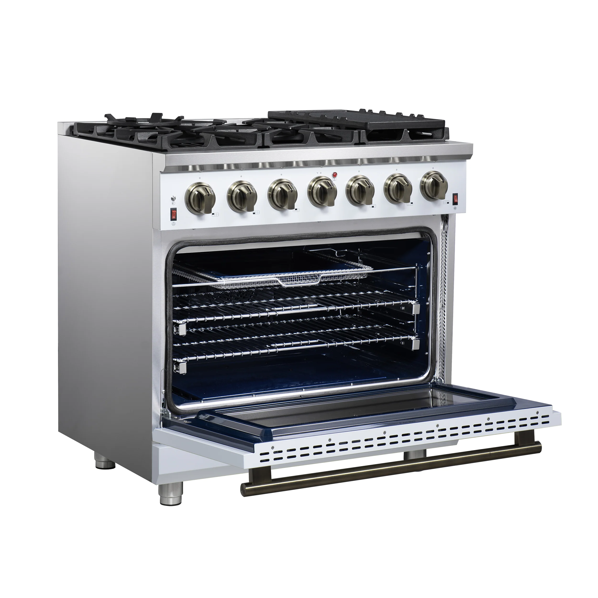 Forno Massimo 36-Inch White Freestanding Gas Range, 6 Sealed Burners, Convection Oven, Energy Efficient - Image 4