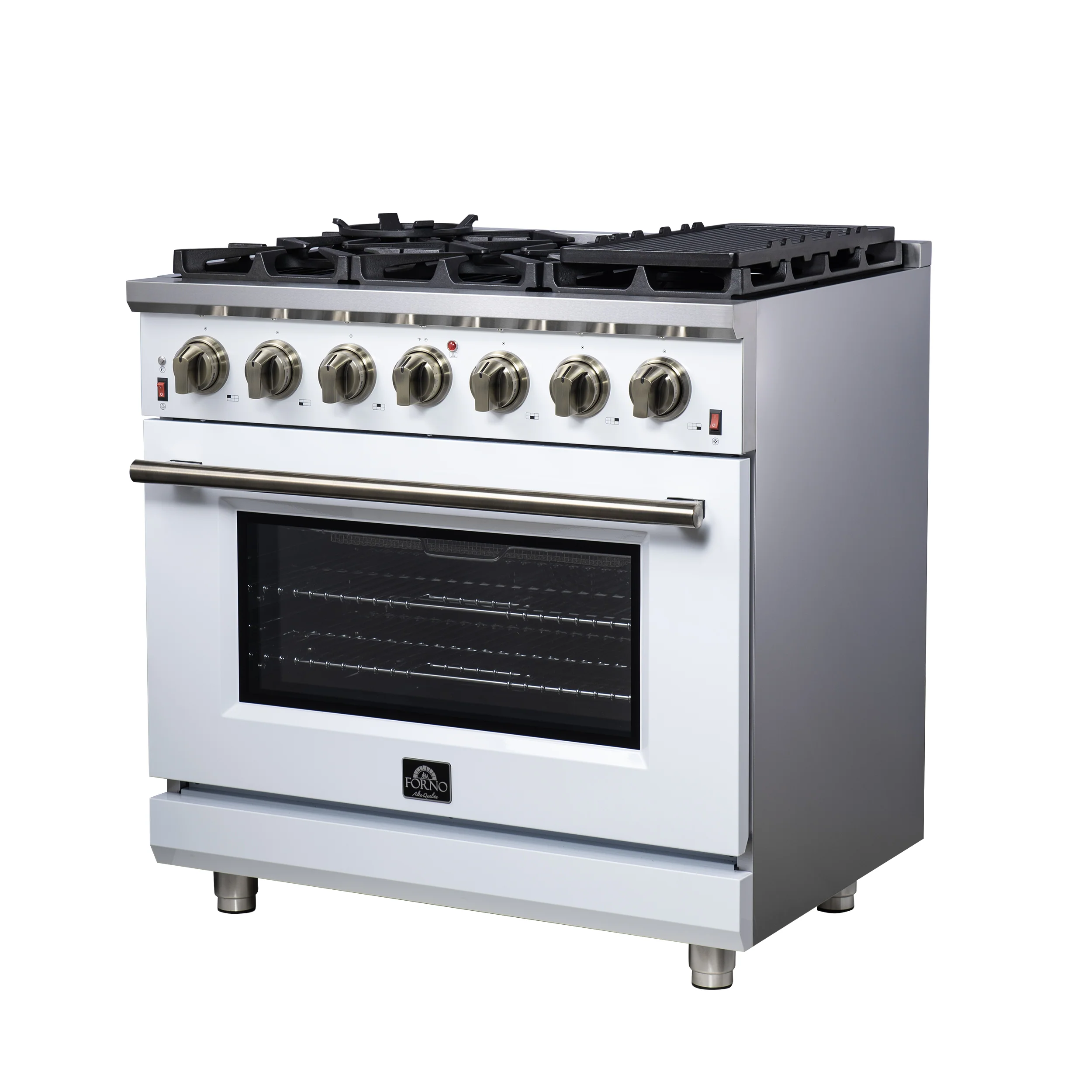 Forno Massimo 36-Inch White Freestanding Gas Range, 6 Sealed Burners, Convection Oven, Energy Efficient - Image 7