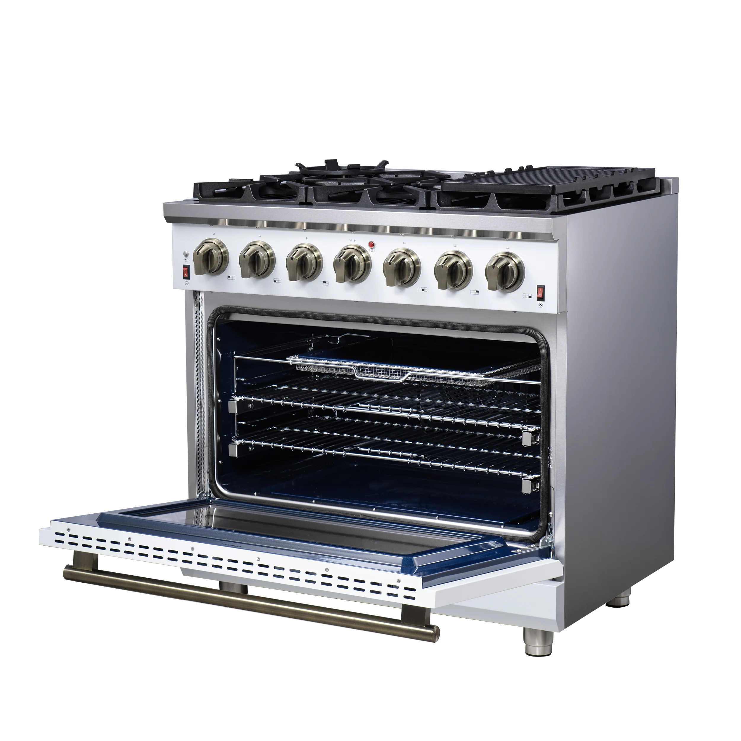 Forno Massimo 36-Inch White Freestanding Gas Range, 6 Sealed Burners, Convection Oven, Energy Efficient - Image 8