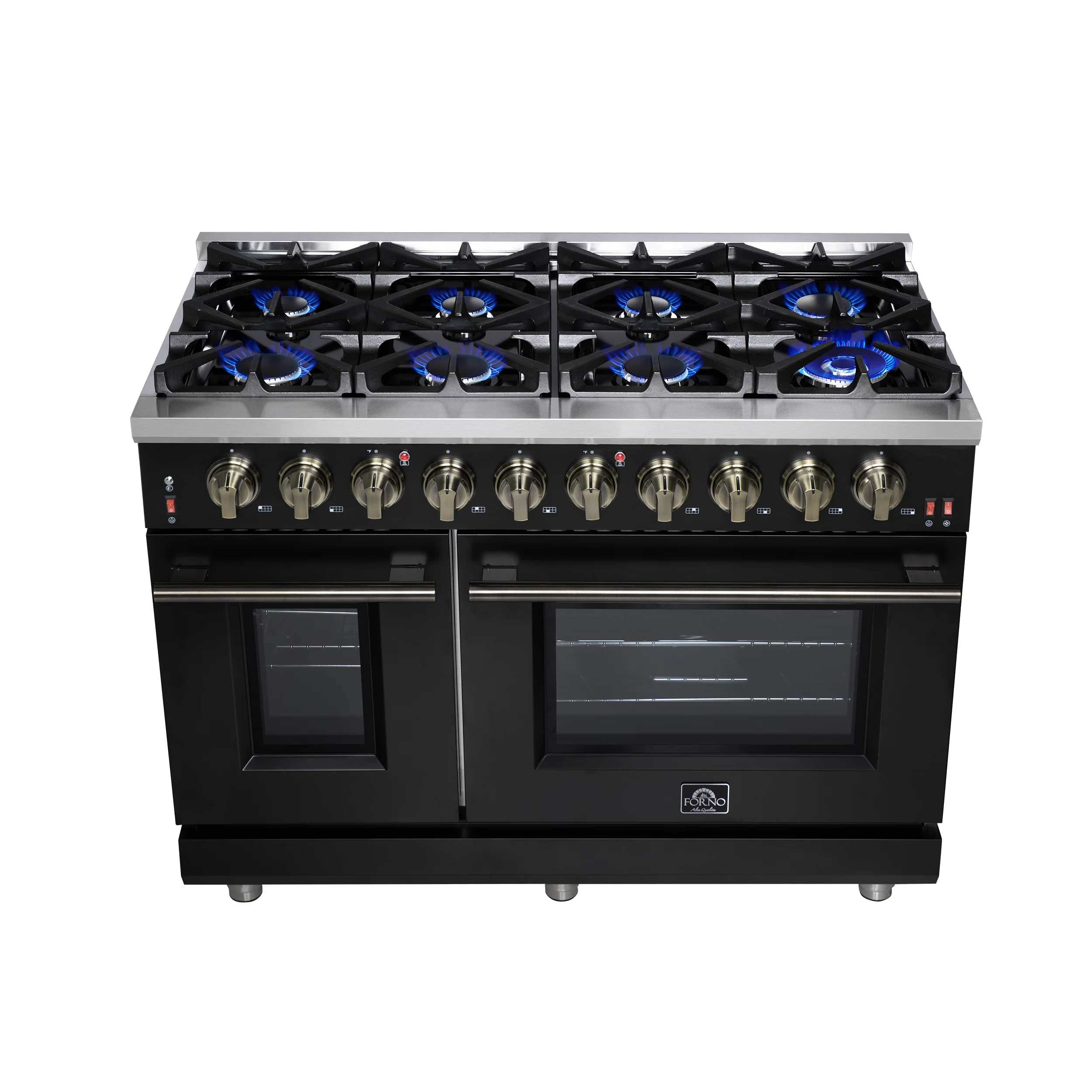 Forno Massimo 48-Inch Black Freestanding Gas Range, 8 Burners, True Convection Oven - Image 10