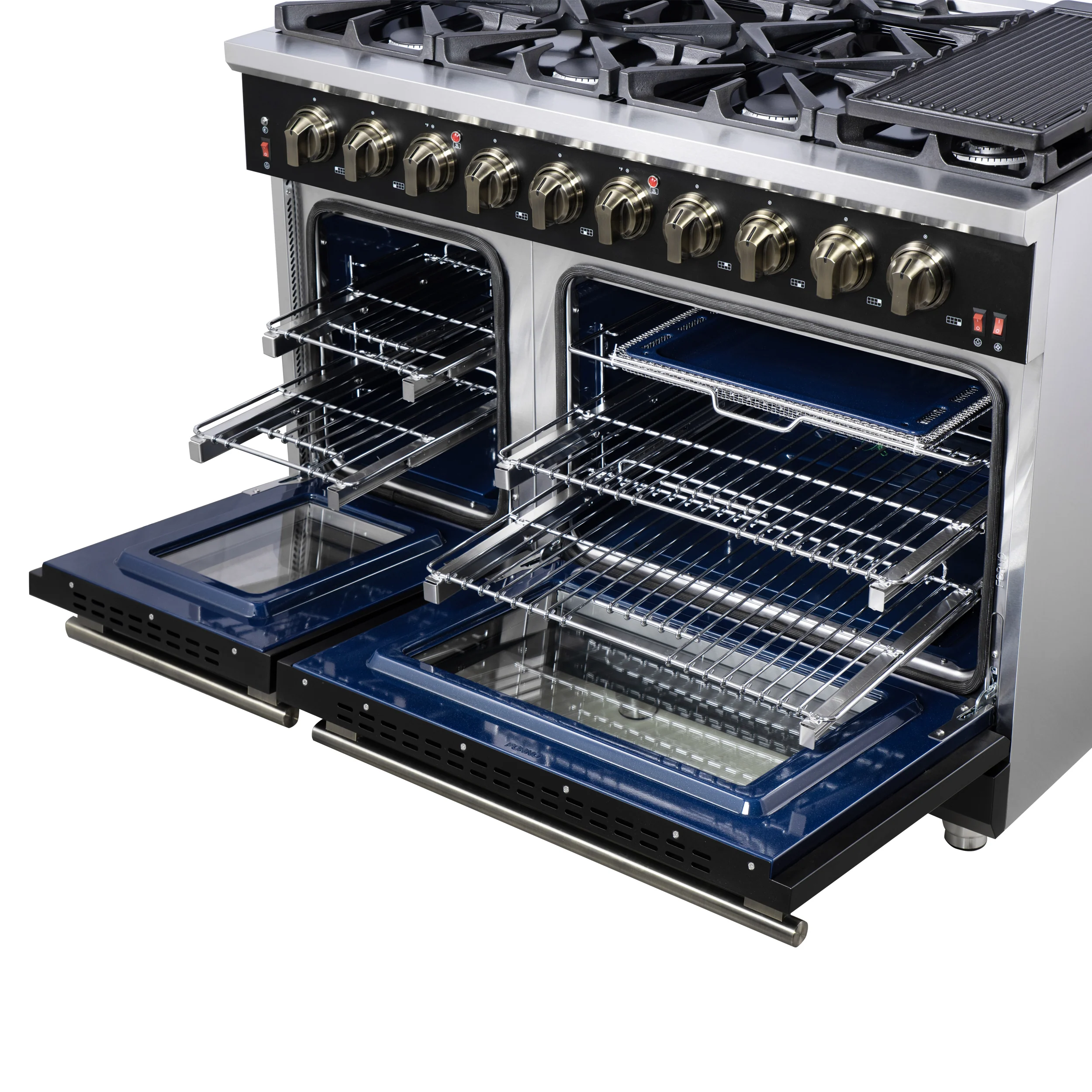 Forno Massimo 48-Inch Black Freestanding Gas Range, 8 Burners, True Convection Oven - Image 13