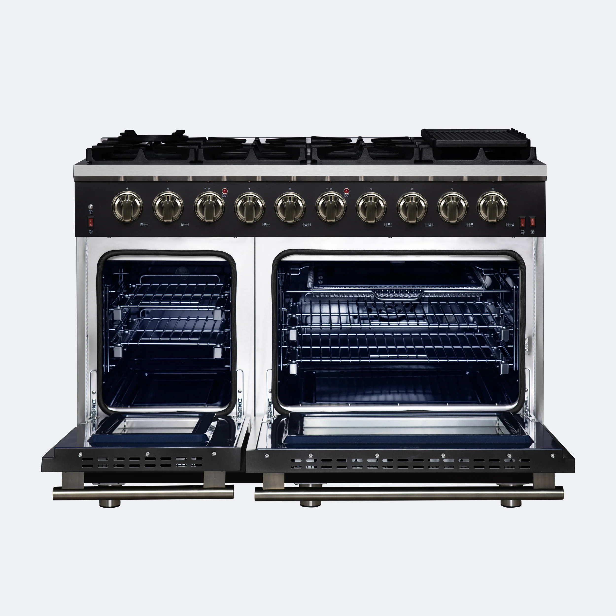 Forno Massimo 48-Inch Black Freestanding Gas Range, 8 Burners, True Convection Oven - Image 2