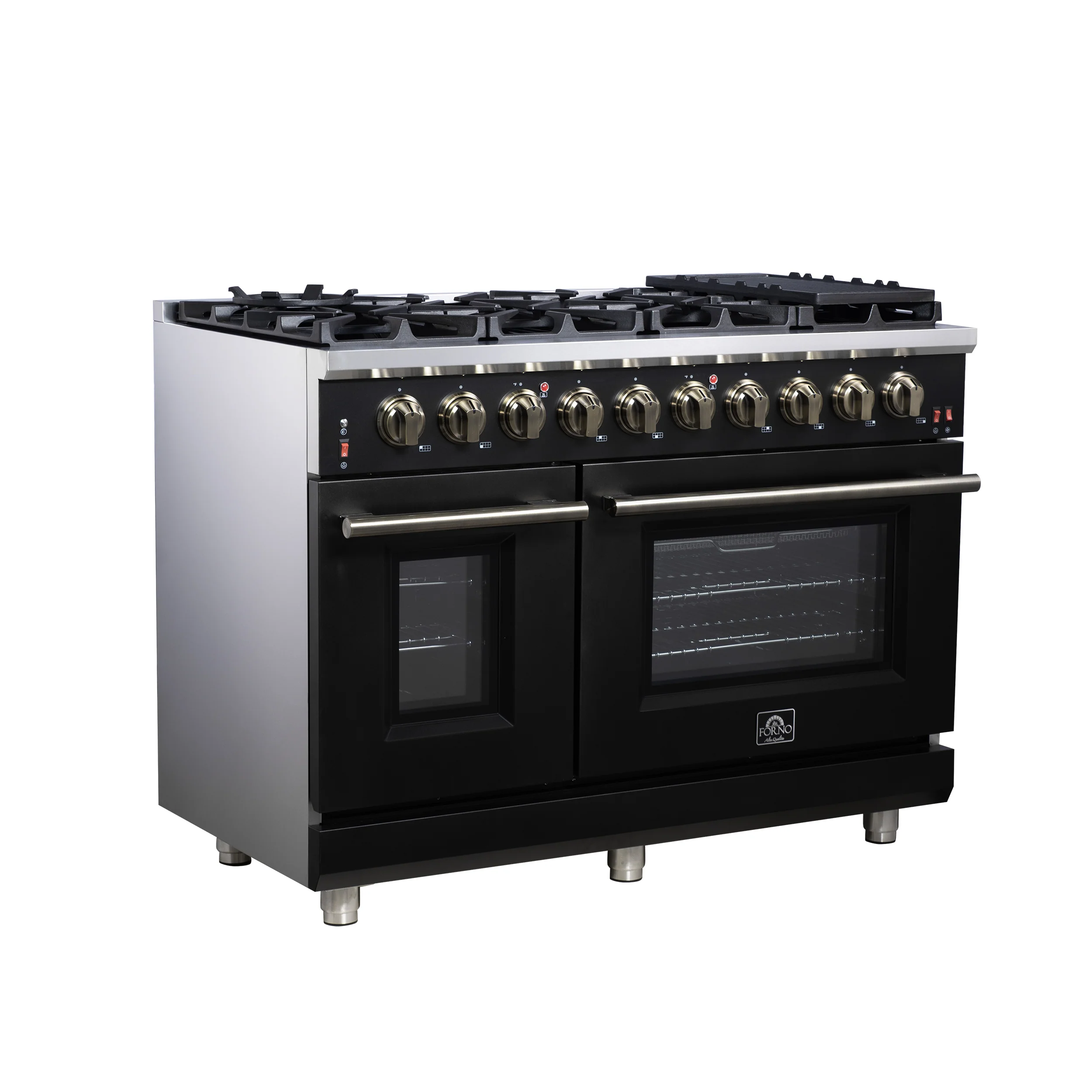 Forno Massimo 48-Inch Black Freestanding Gas Range, 8 Burners, True Convection Oven - Image 3