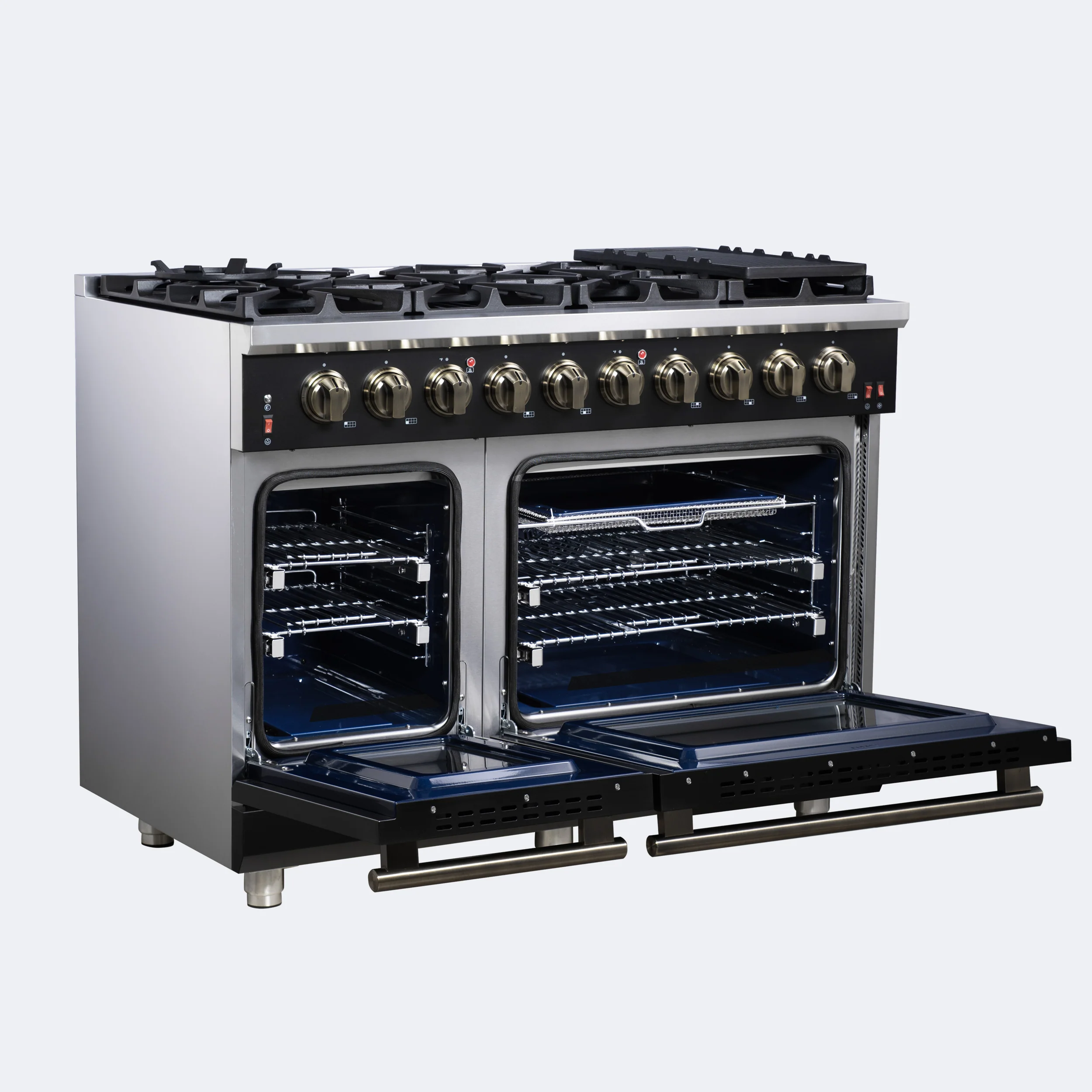 Forno Massimo 48-Inch Black Freestanding Gas Range, 8 Burners, True Convection Oven - Image 4