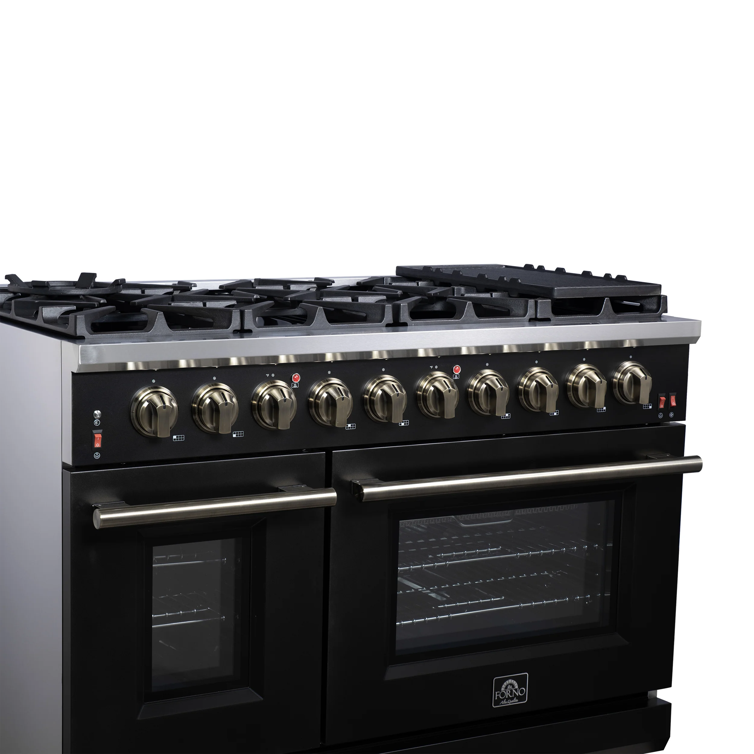 Forno Massimo 48-Inch Black Freestanding Gas Range, 8 Burners, True Convection Oven - Image 5