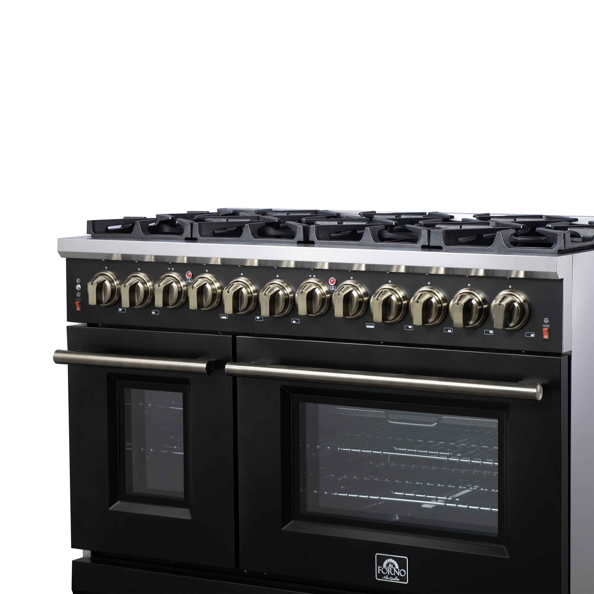Forno Massimo 48-Inch Black Freestanding Gas Range, 8 Burners, True Convection Oven - Image 9