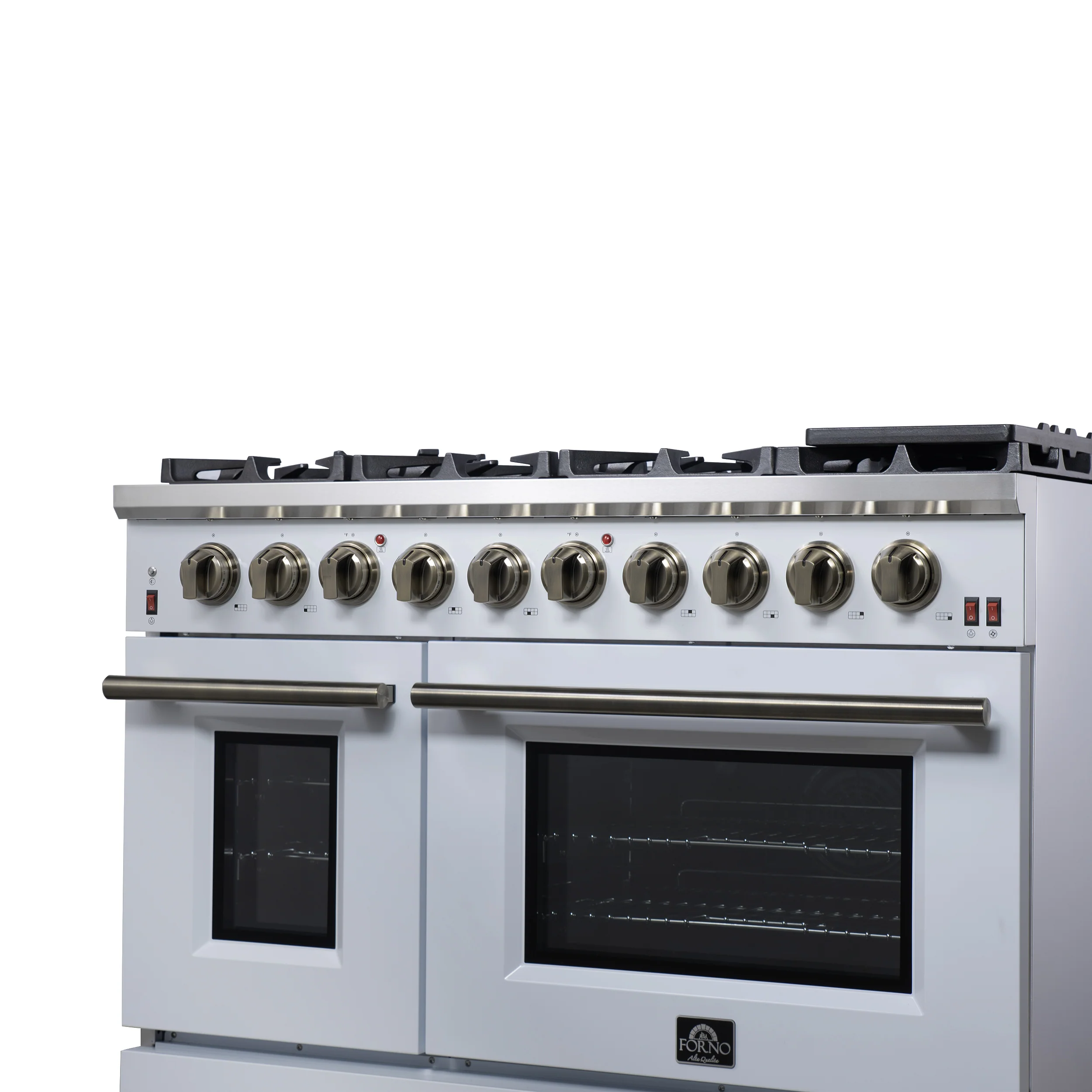Forno Massimo 48-Inch White Freestanding Gas Range, 8 Burners, True Convection Oven - Image 10