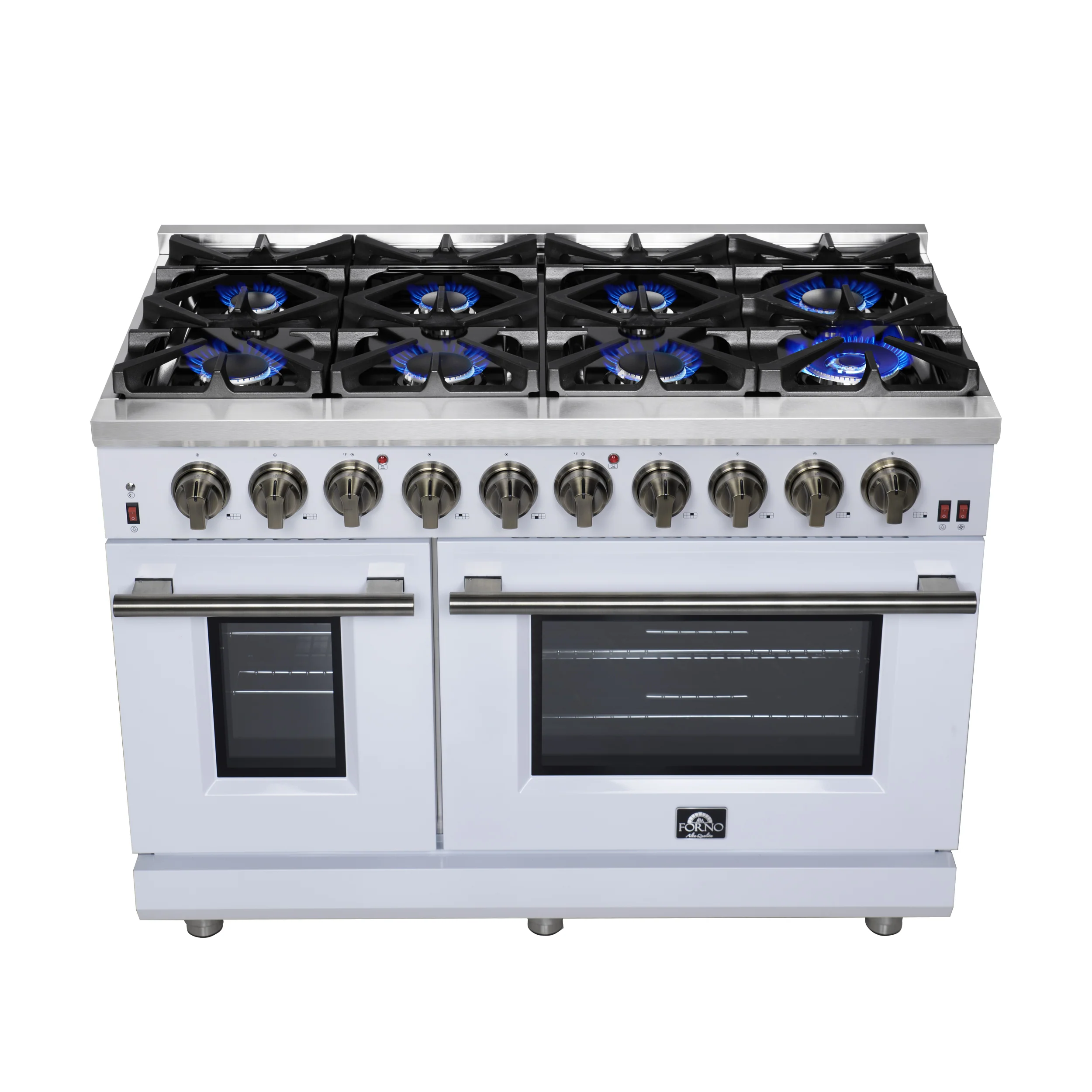 Forno Massimo 48-Inch White Freestanding Gas Range, 8 Burners, True Convection Oven - Image 11
