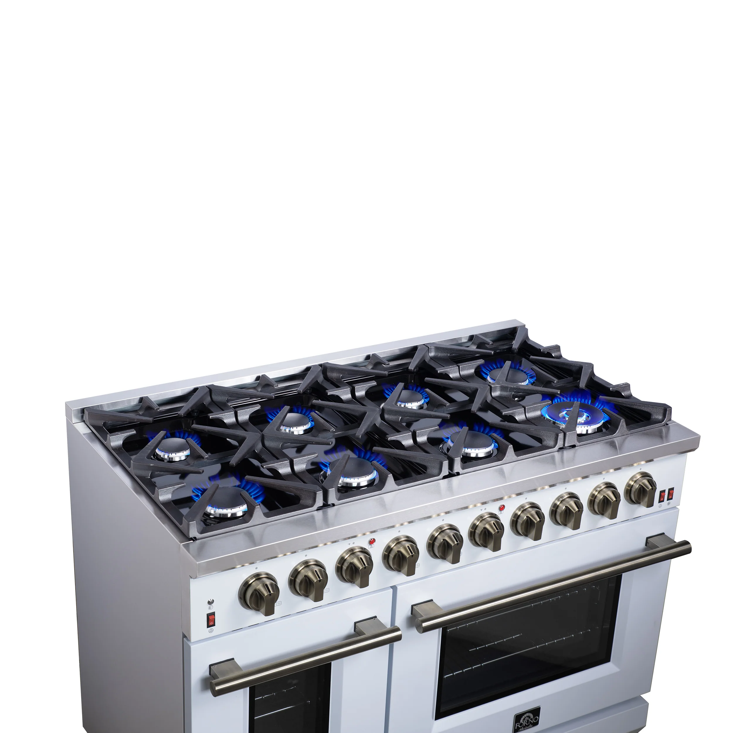 Forno Massimo 48-Inch White Freestanding Gas Range, 8 Burners, True Convection Oven - Image 12