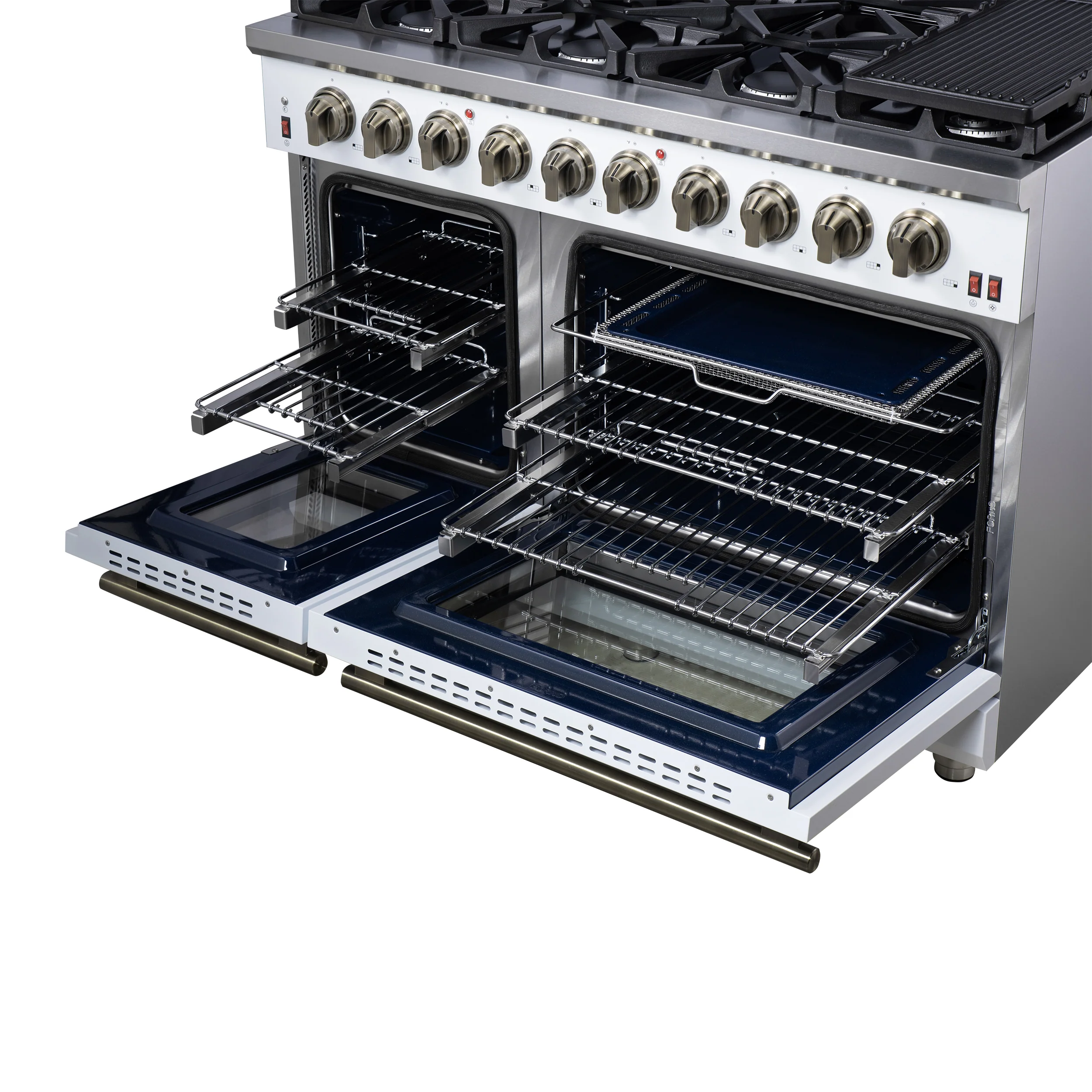 Forno Massimo 48-Inch White Freestanding Gas Range, 8 Burners, True Convection Oven - Image 14