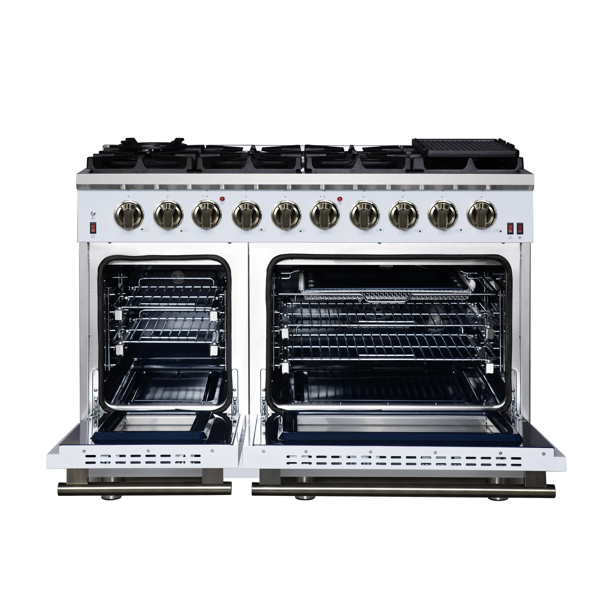 Forno Massimo 48-Inch White Freestanding Gas Range, 8 Burners, True Convection Oven - Image 2