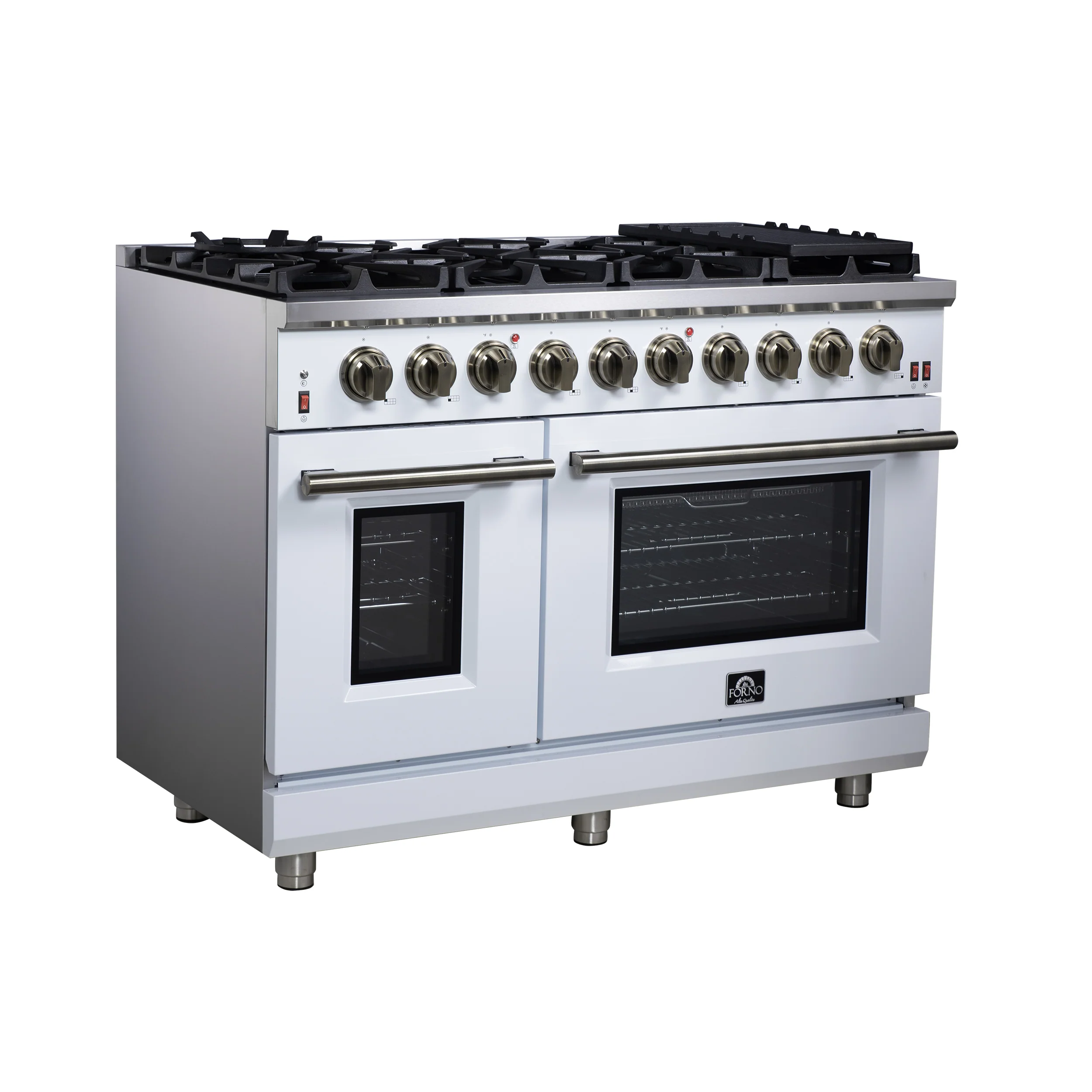 Forno Massimo 48-Inch White Freestanding Gas Range, 8 Burners, True Convection Oven - Image 3