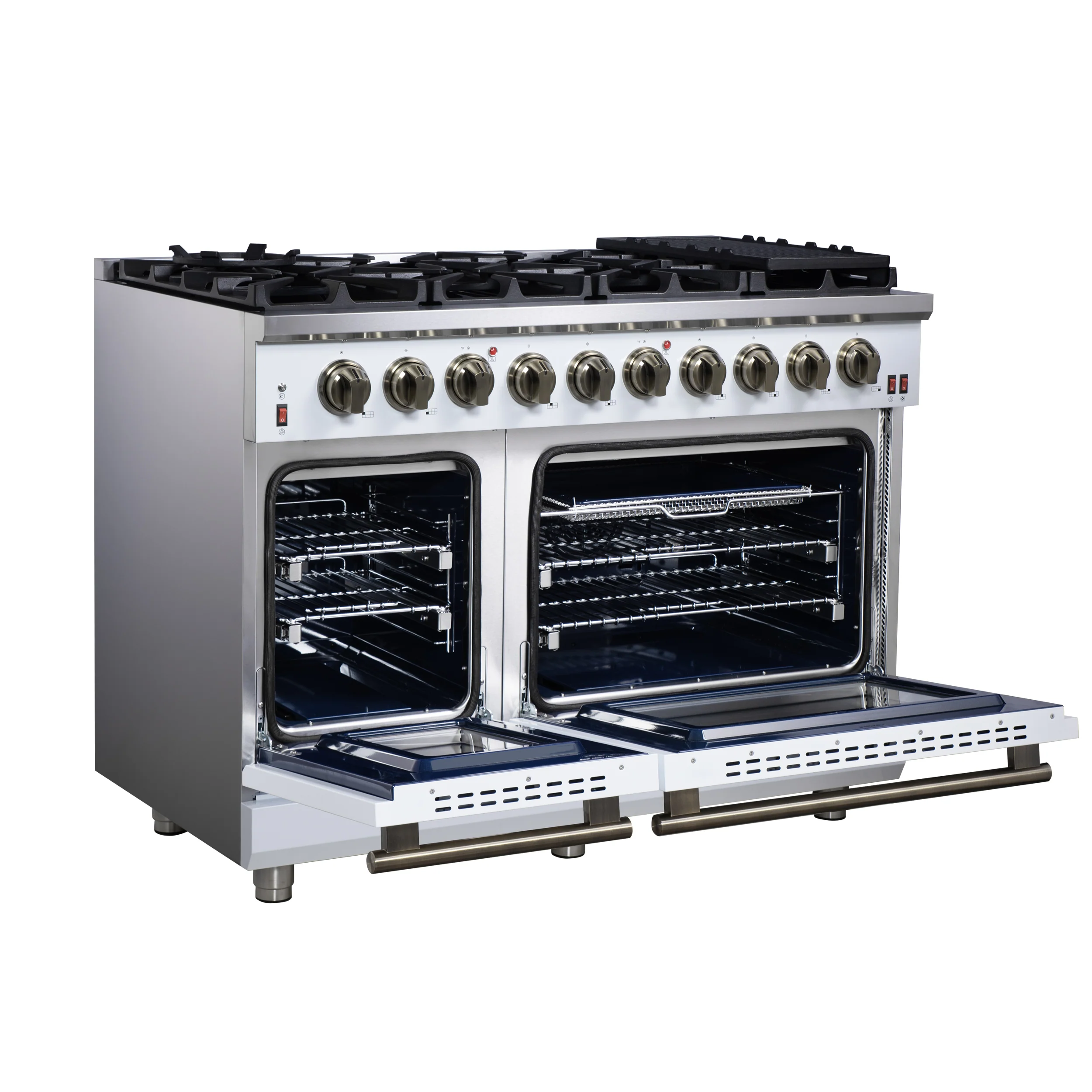 Forno Massimo 48-Inch White Freestanding Gas Range, 8 Burners, True Convection Oven - Image 4