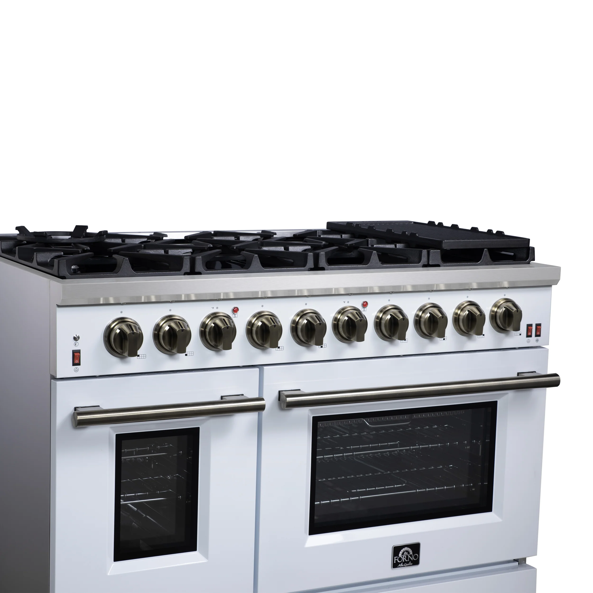 Forno Massimo 48-Inch White Freestanding Gas Range, 8 Burners, True Convection Oven - Image 5