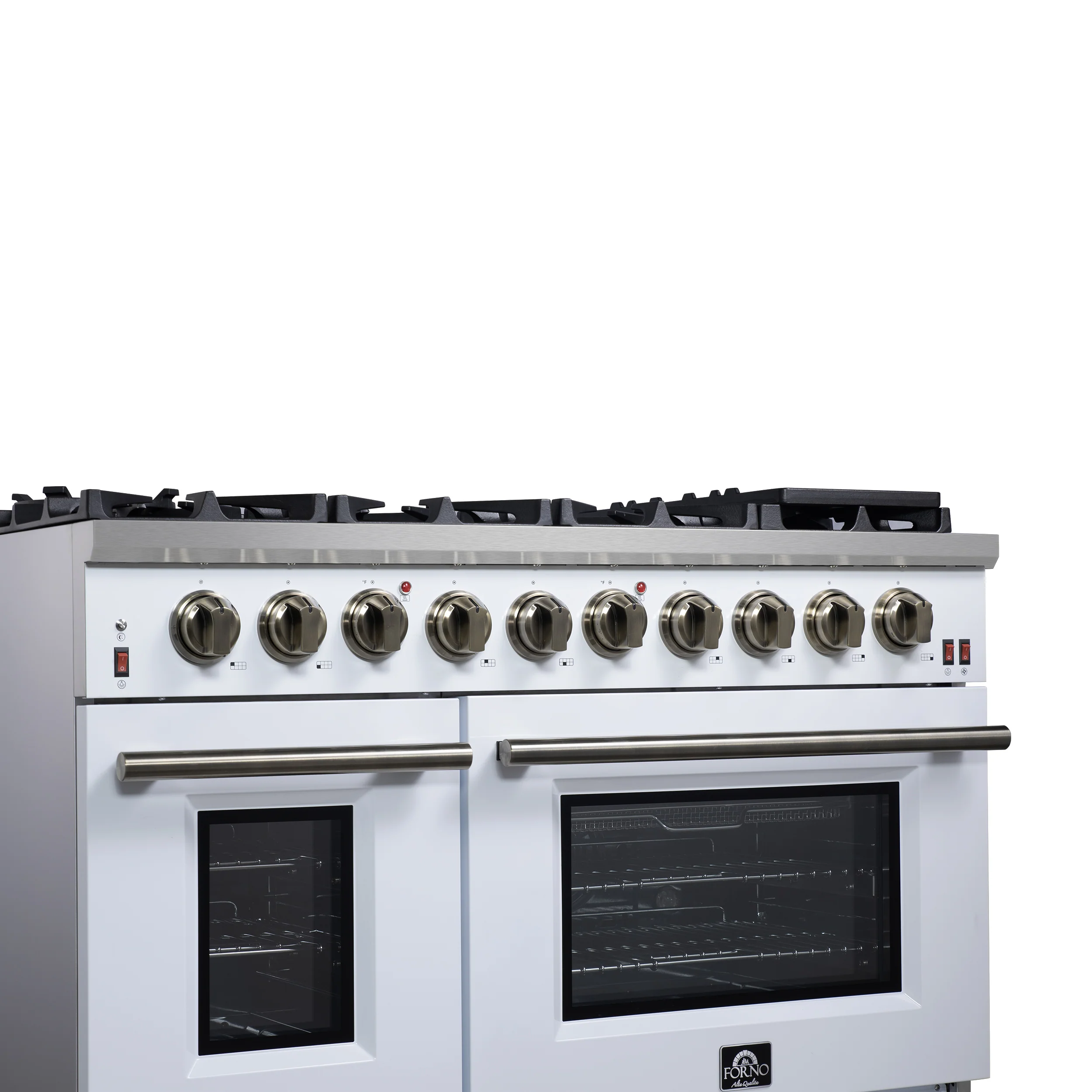 Forno Massimo 48-Inch White Freestanding Gas Range, 8 Burners, True Convection Oven - Image 6