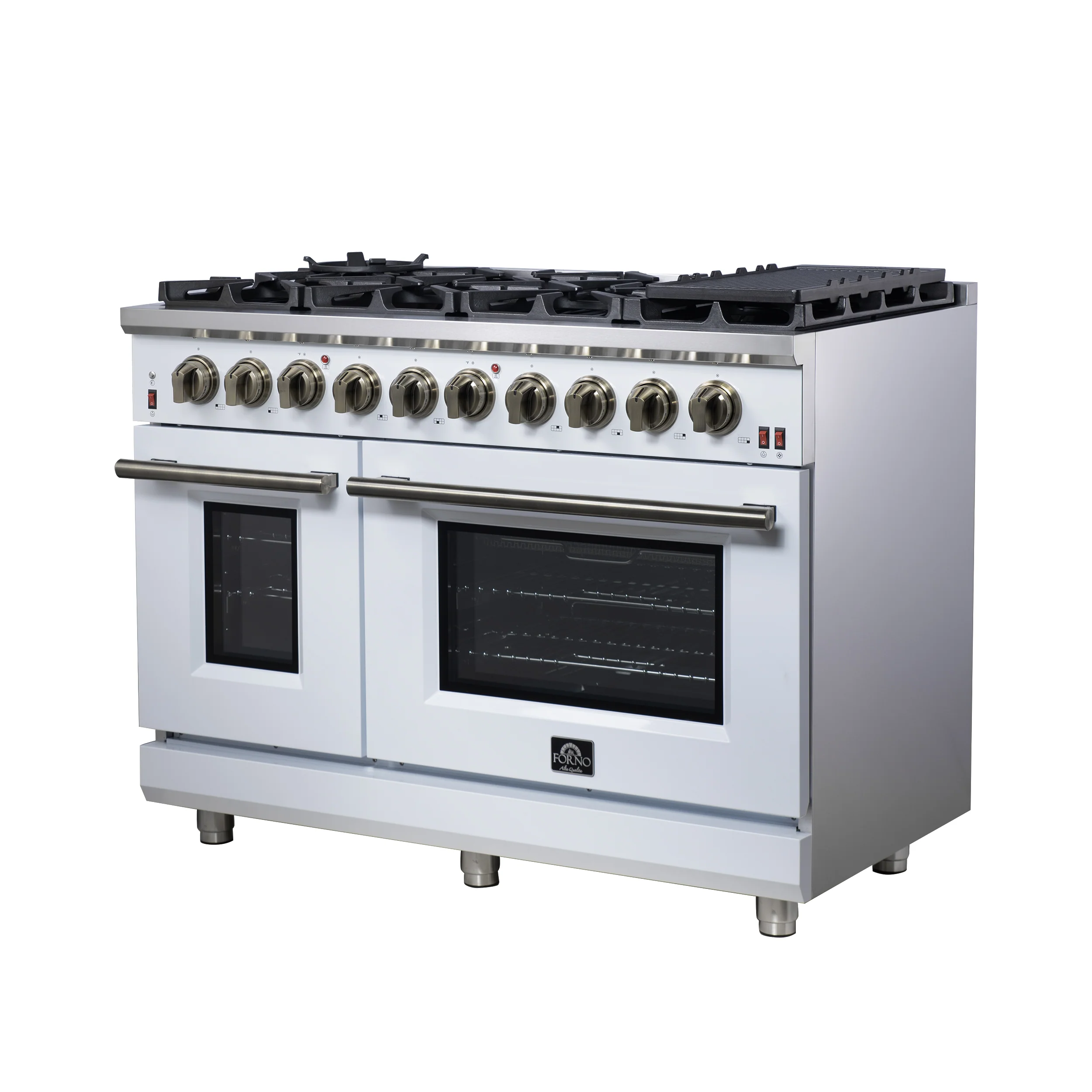 Forno Massimo 48-Inch White Freestanding Gas Range, 8 Burners, True Convection Oven - Image 7
