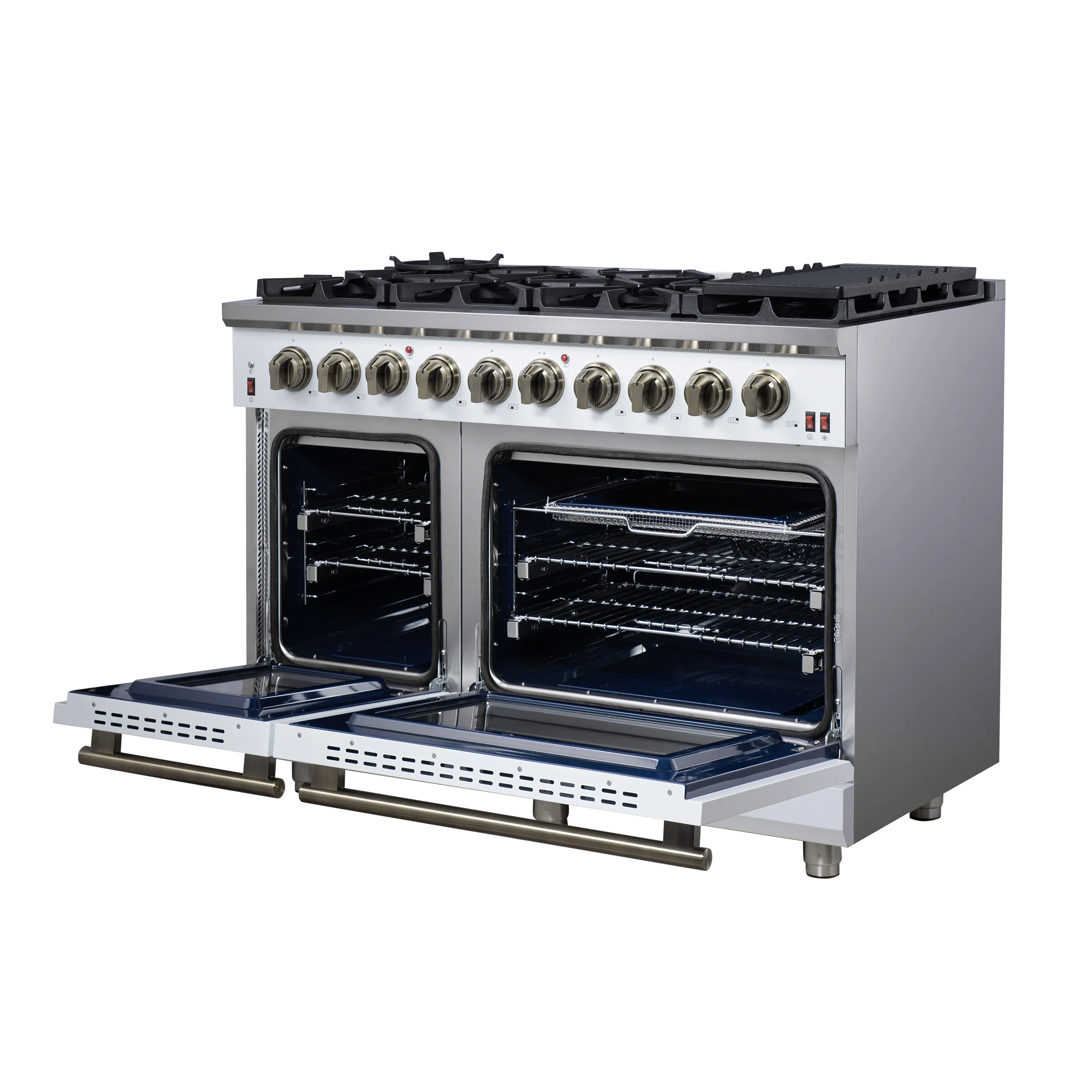 Forno Massimo 48-Inch White Freestanding Gas Range, 8 Burners, True Convection Oven - Image 8