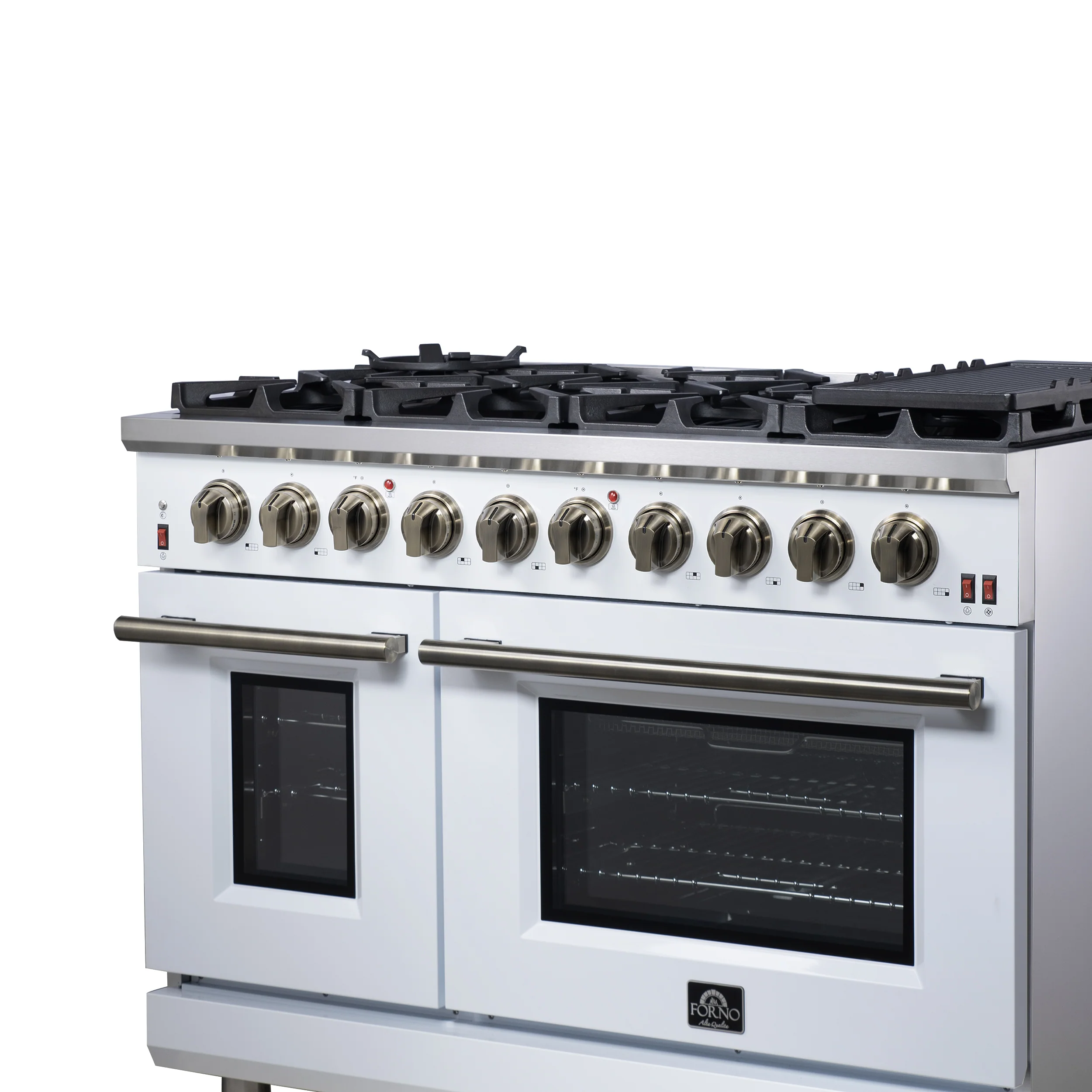 Forno Massimo 48-Inch White Freestanding Gas Range, 8 Burners, True Convection Oven - Image 9