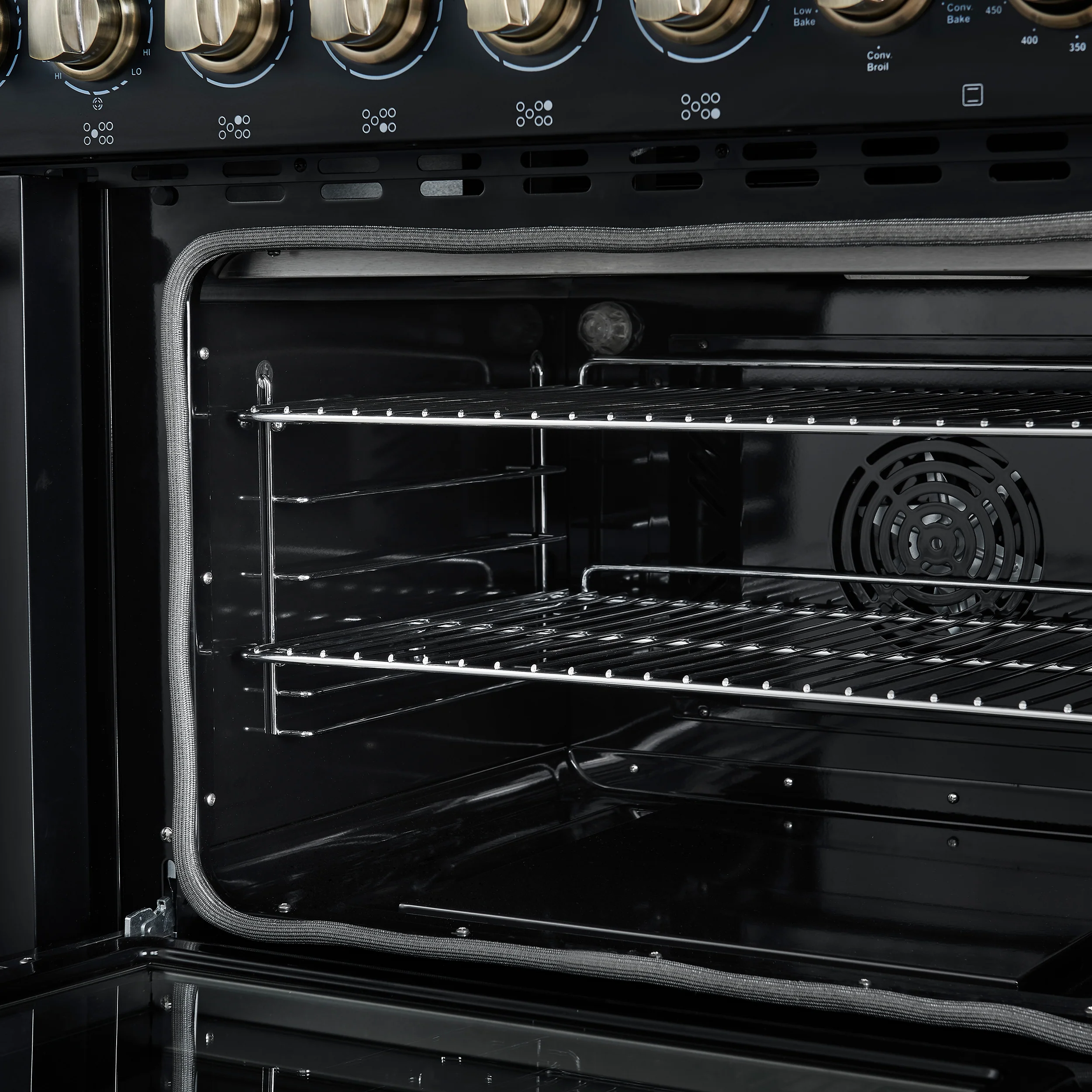 Forno Paolo 48 Inch Freestanding Electric Range in Black with Antique Brass, 6.7 cu.ft, True Convection Oven, Energy Efficient - Image 10
