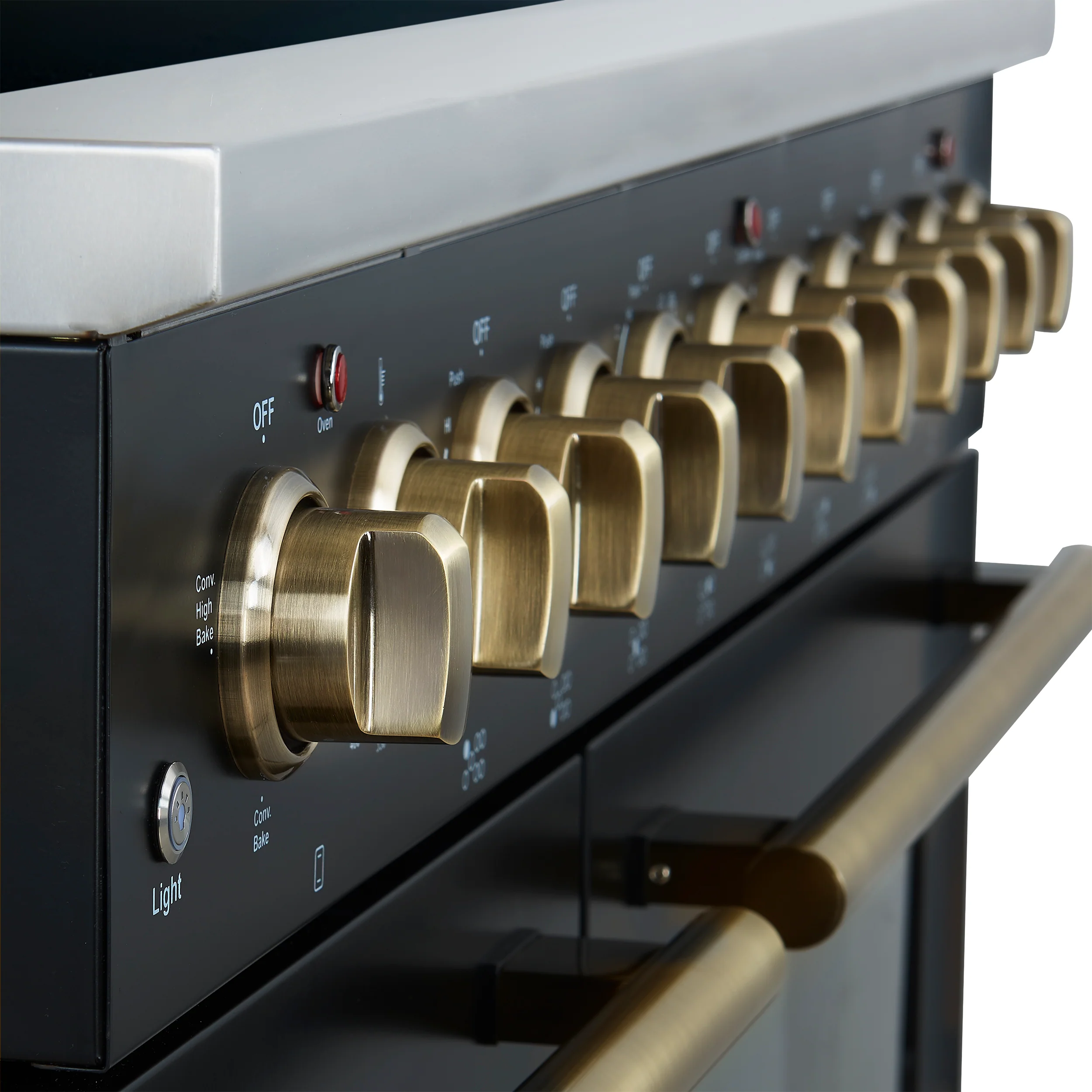 Forno Paolo 48 Inch Freestanding Electric Range in Black with Antique Brass, 6.7 cu.ft, True Convection Oven, Energy Efficient - Image 6