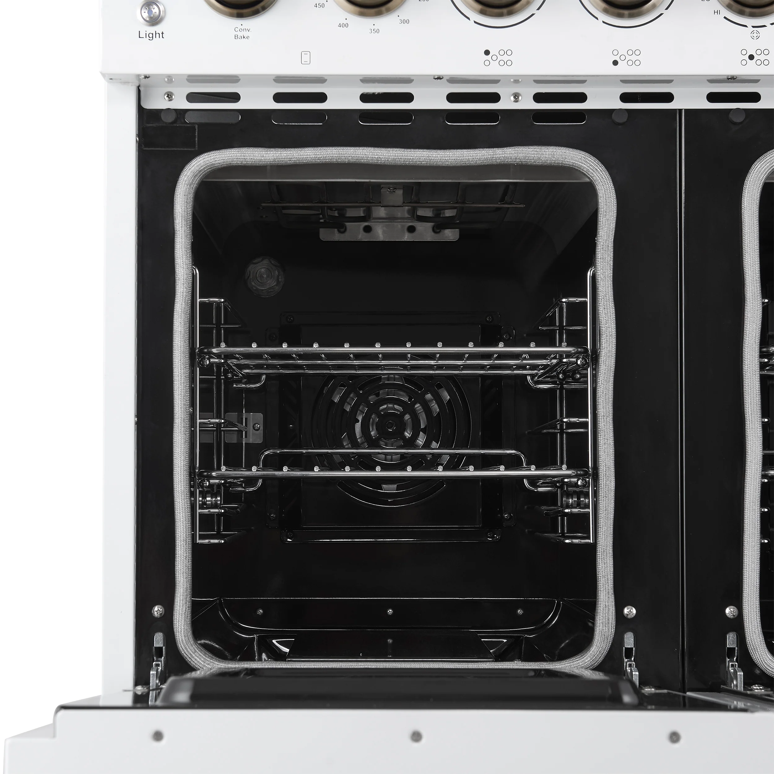Forno Paolo 48 Inch Freestanding Electric Range in White with Antique Brass, 6.7 cu.ft, True Convection Oven, Energy Efficient - Image 11