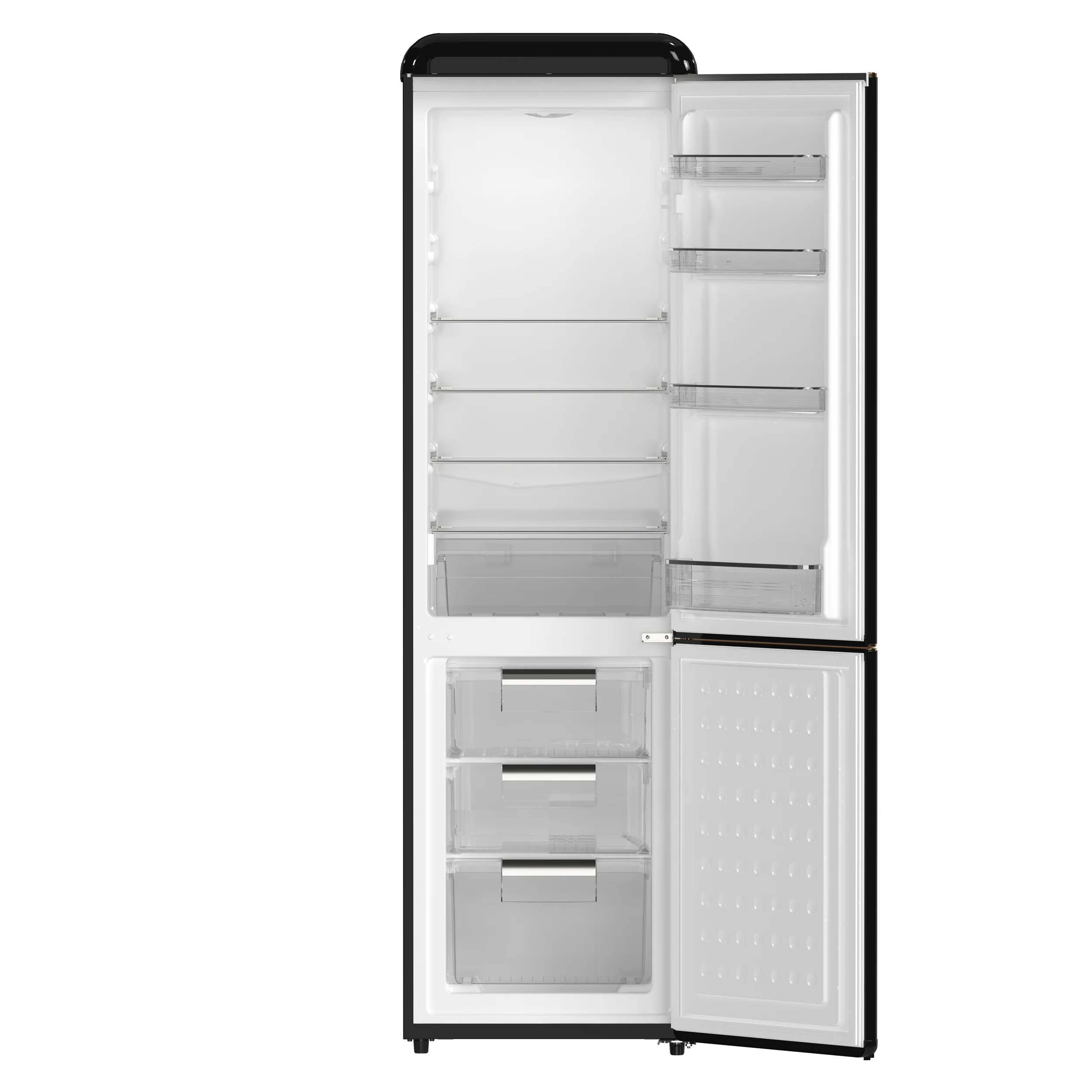 Forno Storico 22-Inch Retro bottom freezer Fridge in Black, 9 cu.ft, copper-tone handle - Image 5