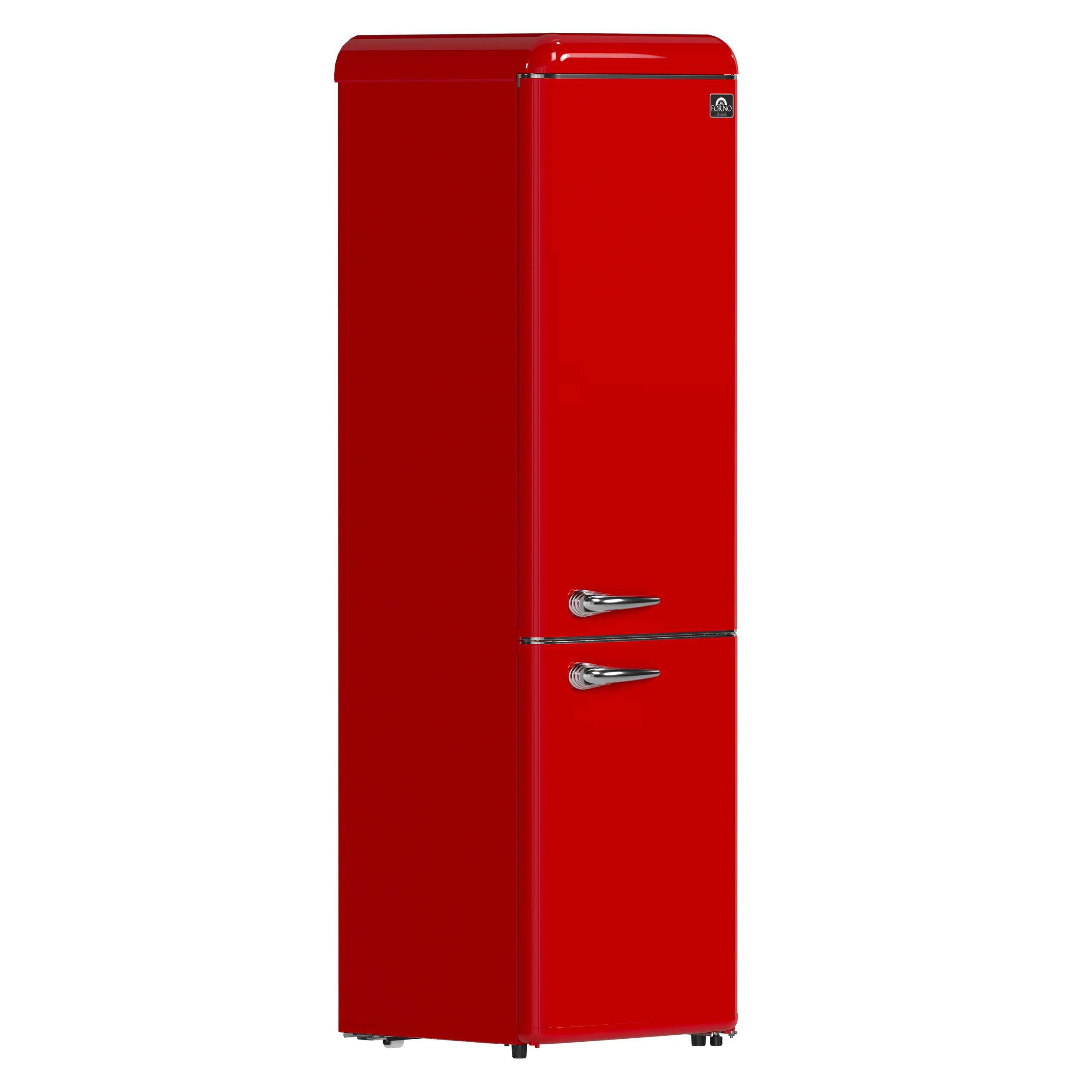 Forno Storico 22-Inch Retro bottom freezer Fridge in Red, 9 cu.ft, silver handle - Image 2