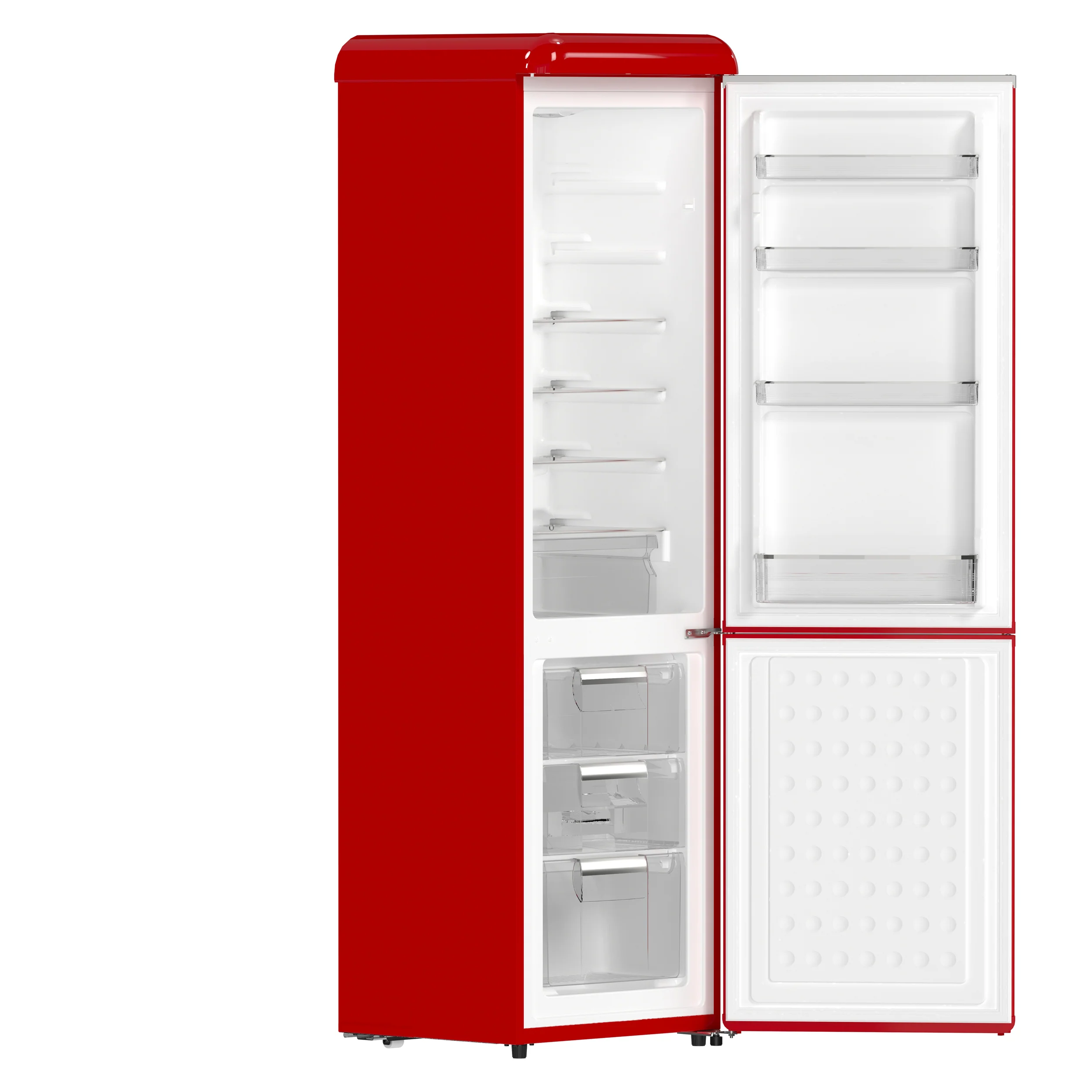 Forno Storico 22-Inch Retro bottom freezer Fridge in Red, 9 cu.ft, silver handle - Image 3