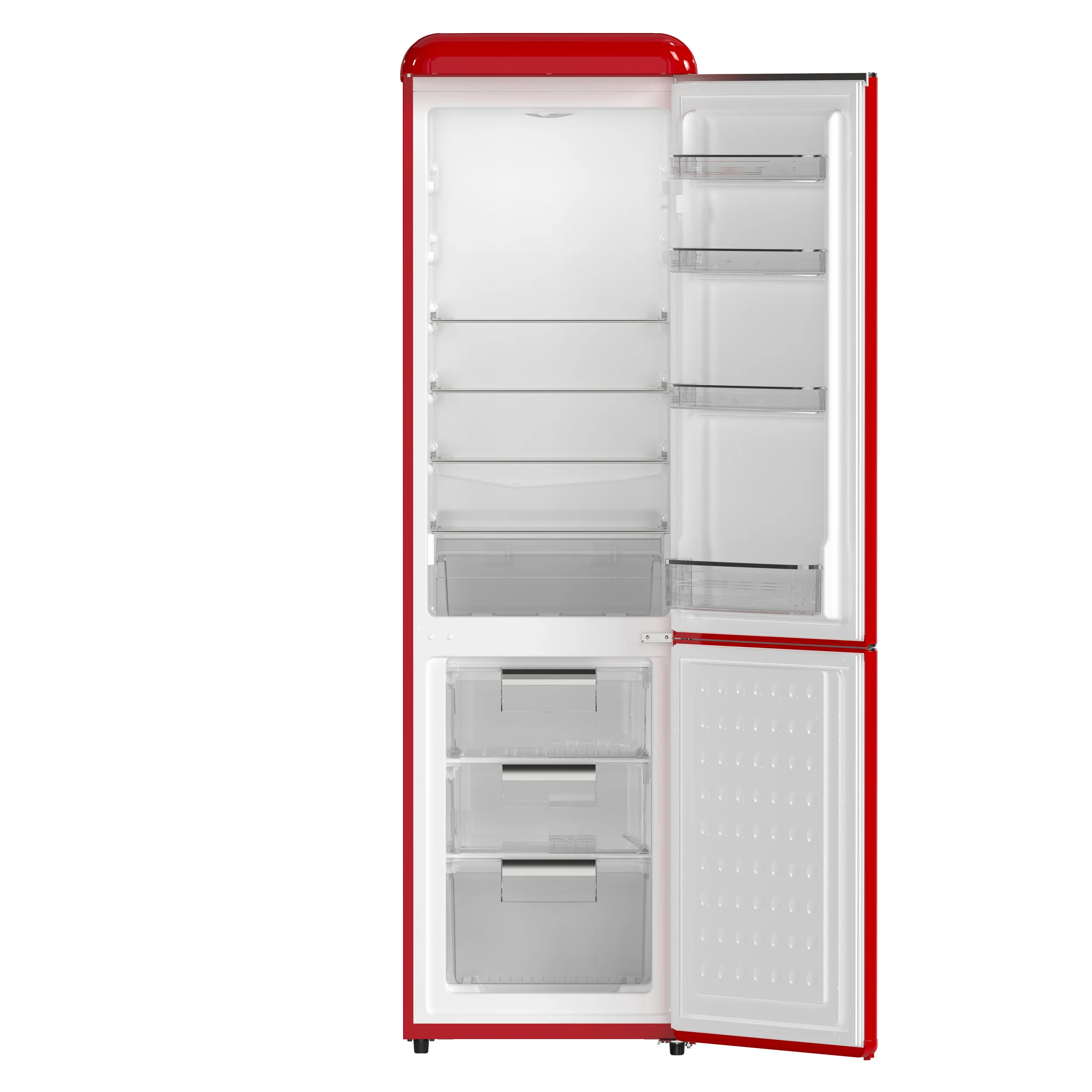 Forno Storico 22-Inch Retro bottom freezer Fridge in Red, 9 cu.ft, silver handle - Image 5