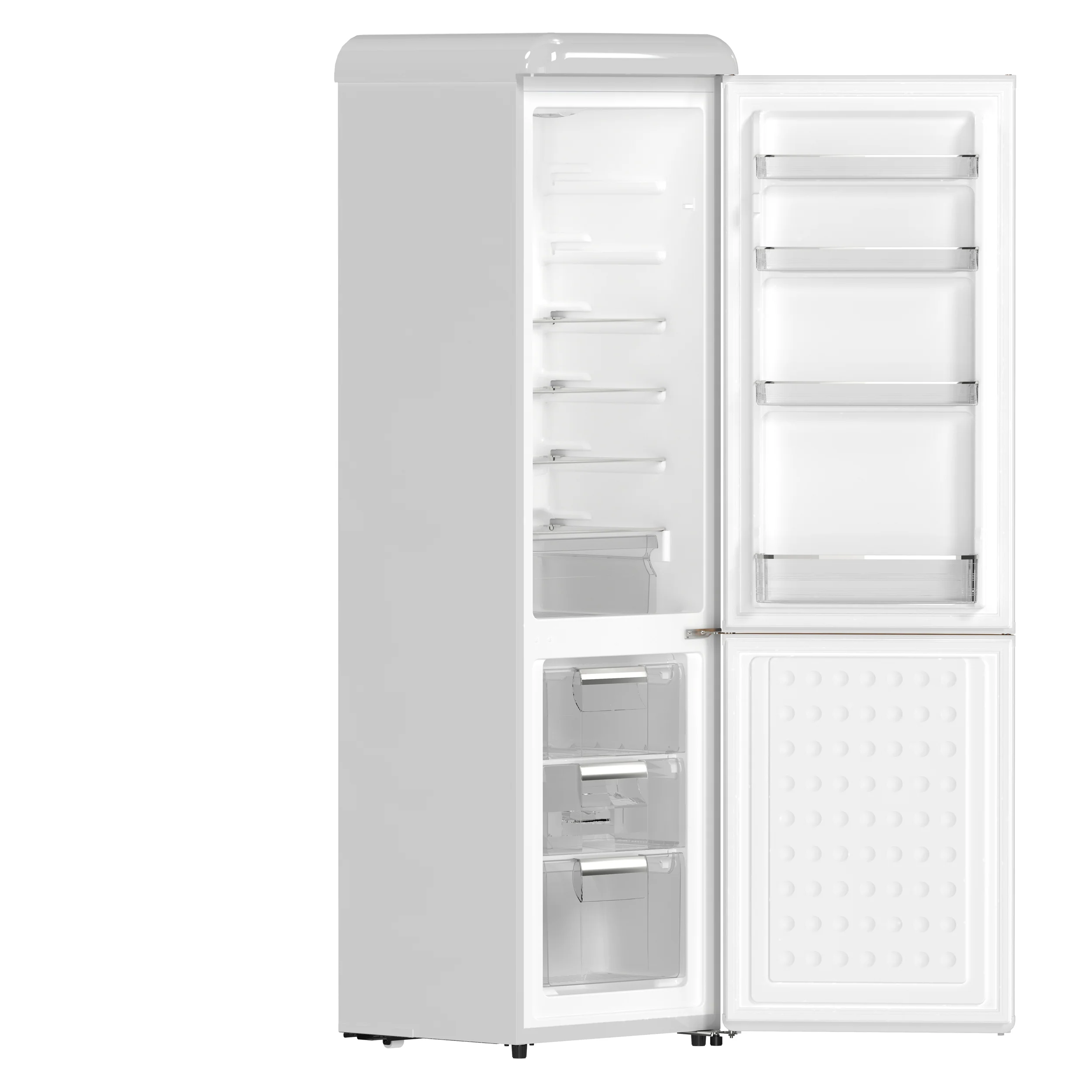 Forno Storico 22-Inch Retro bottom freezer Fridge in White, 9 cu.ft, copper-tone handle - Image 5