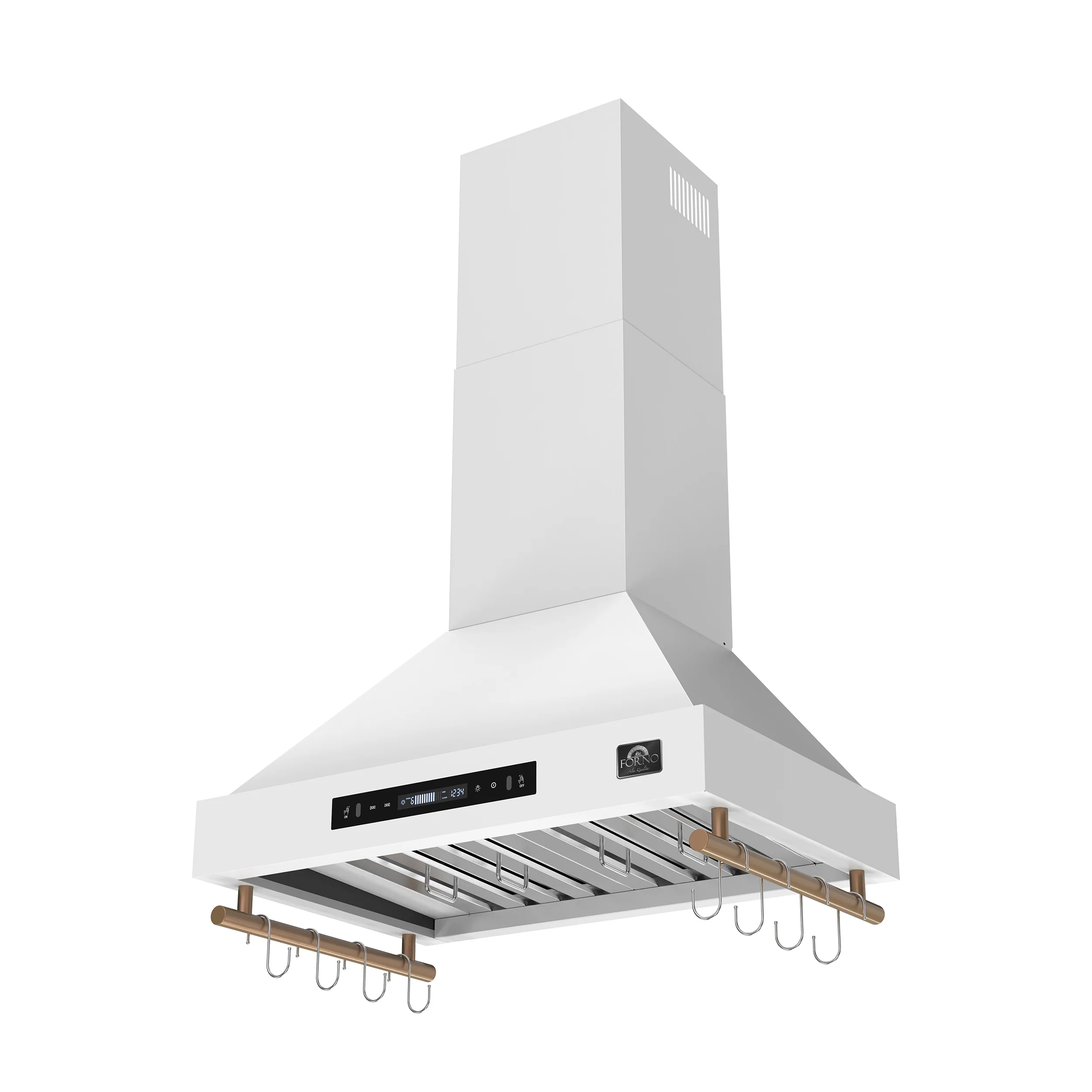 Forno Venezia 30 Inch Wall-Mounted Range Hood in White with Touch Controls and Baffle Filters - Image 2