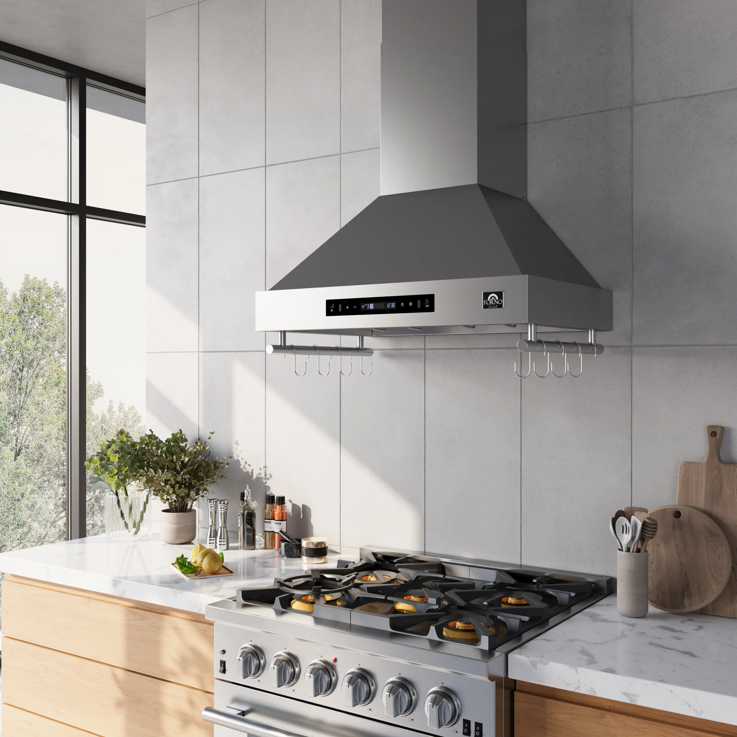 Forno Venezia 30 Inch Wall-Mounted Range Hood with Touch Controls and Baffle Filters - Image 11