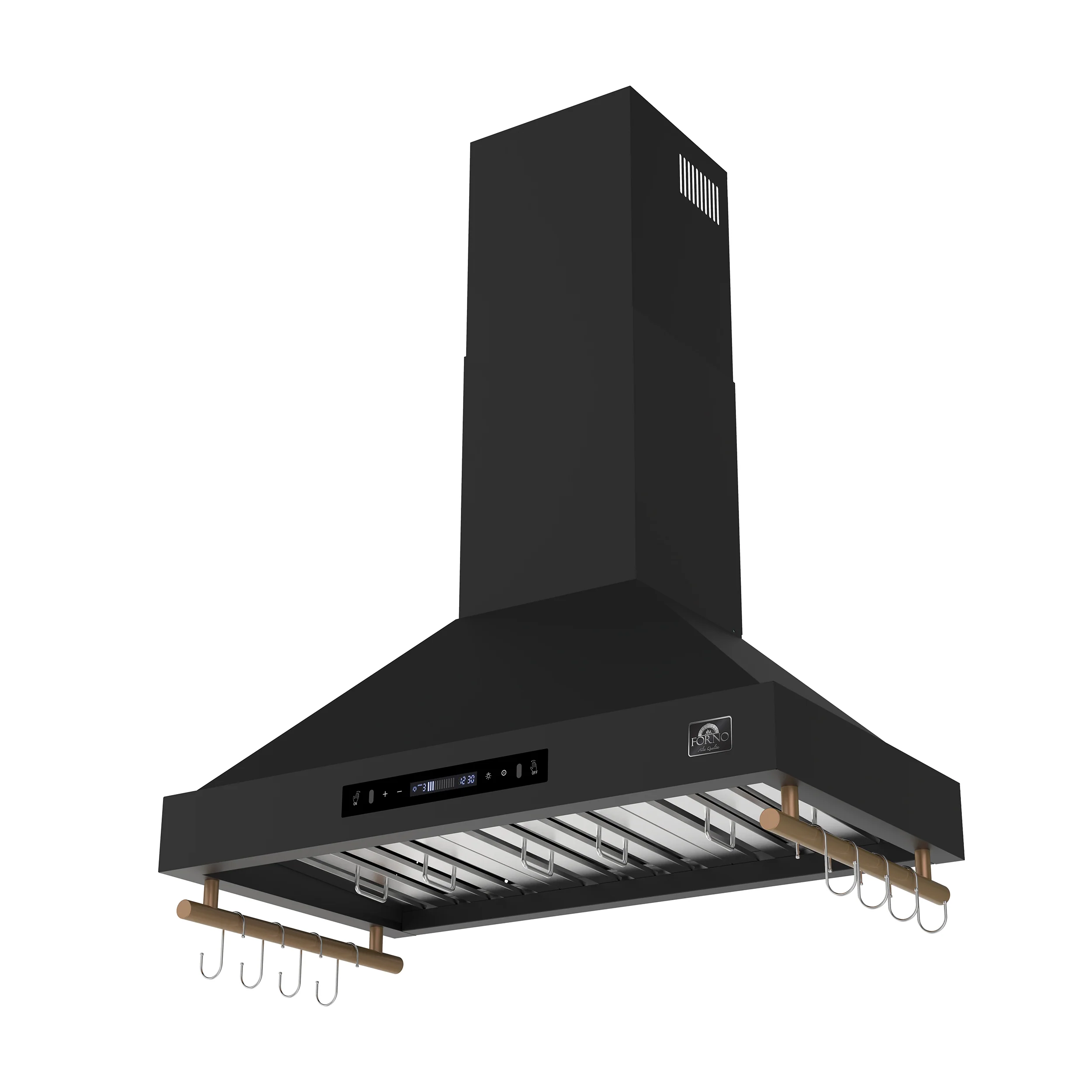 Forno Venezia 36 Inch Wall-Mounted Range Hood in Black with Touch Controls and Baffle Filters - Image 2