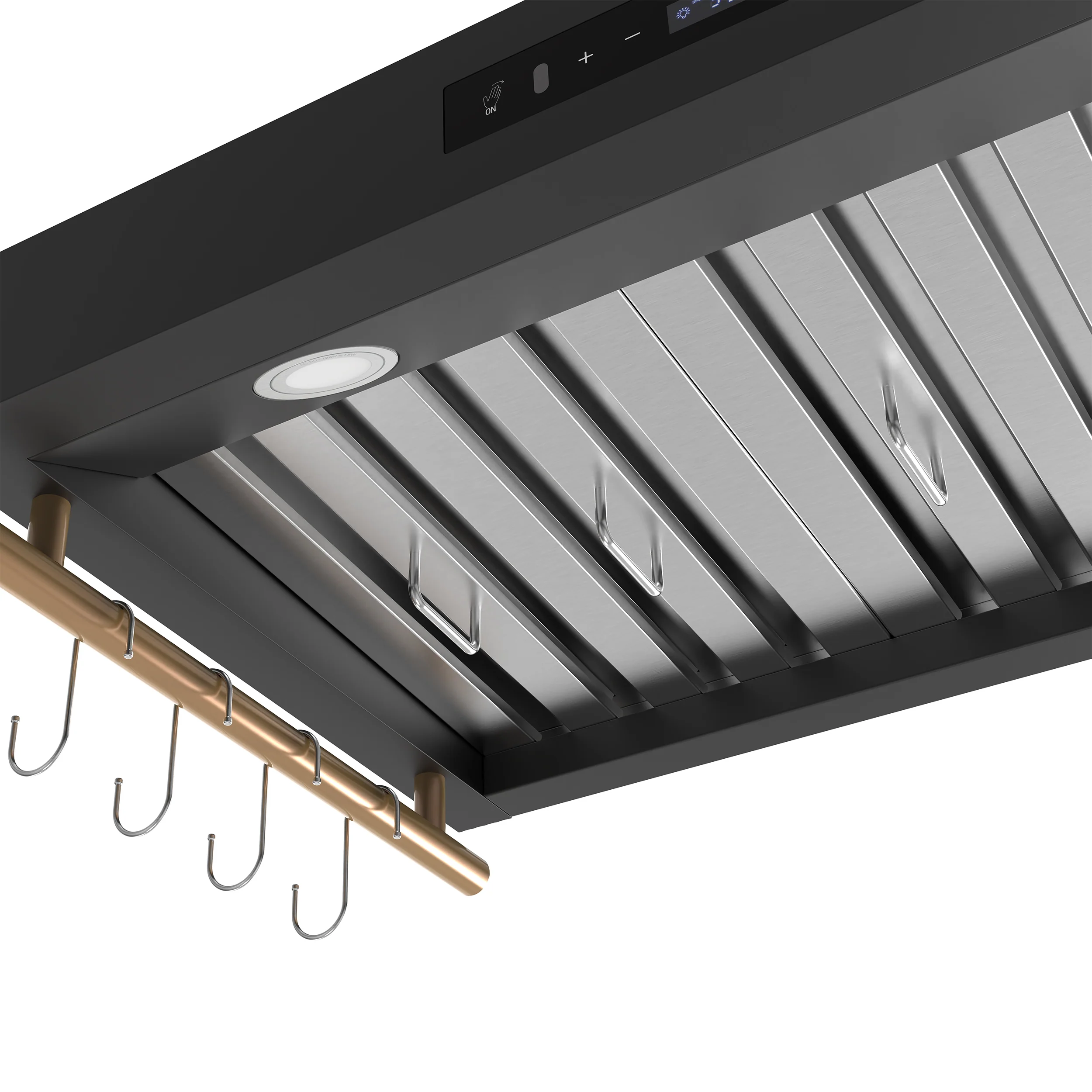 Forno Venezia 36 Inch Wall-Mounted Range Hood in Black with Touch Controls and Baffle Filters - Image 3