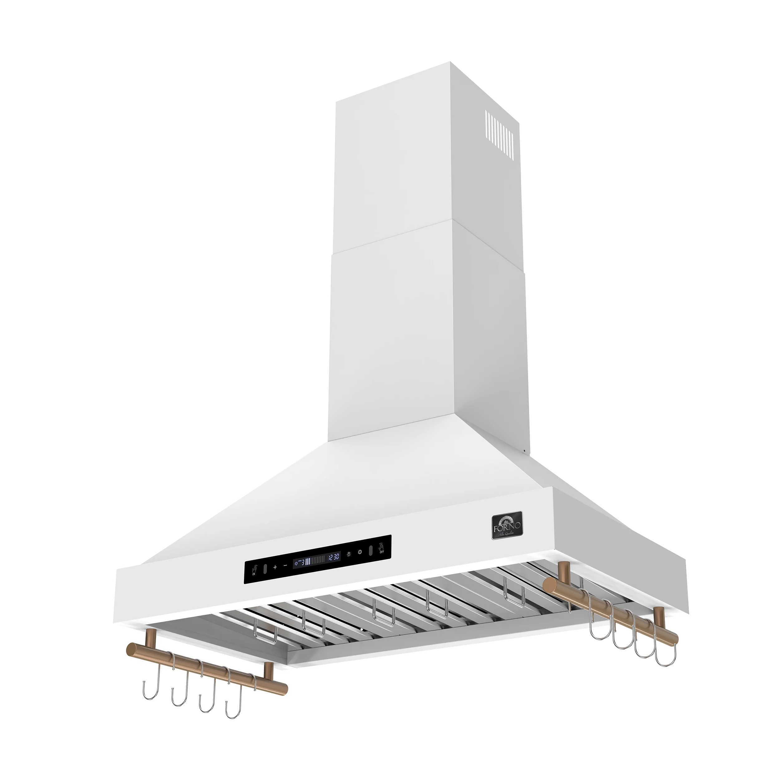 Forno Venezia 36 Inch Wall-Mounted Range Hood in White with Touch Controls and Baffle Filters - Image 2