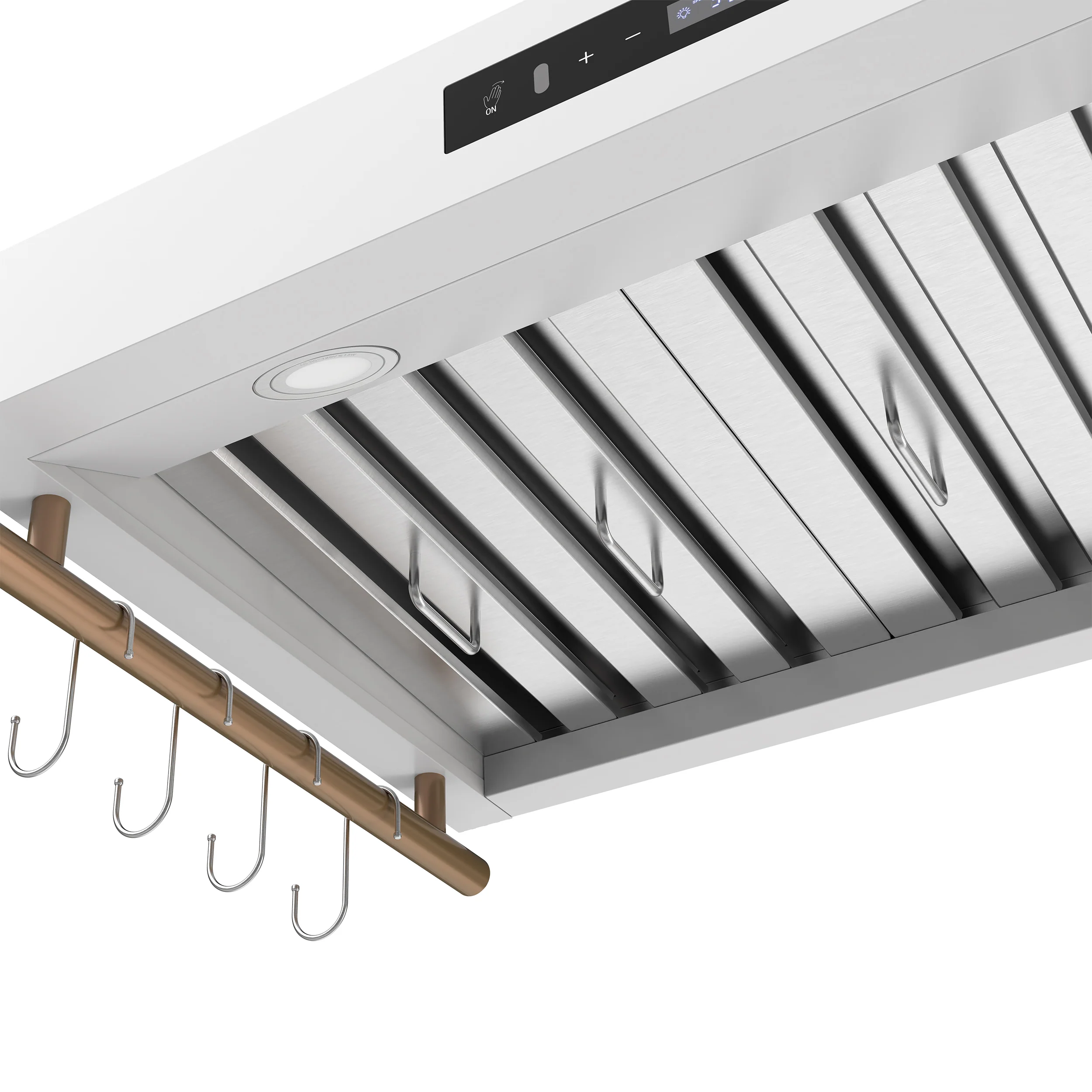 Forno Venezia 36 Inch Wall-Mounted Range Hood in White with Touch Controls and Baffle Filters - Image 3