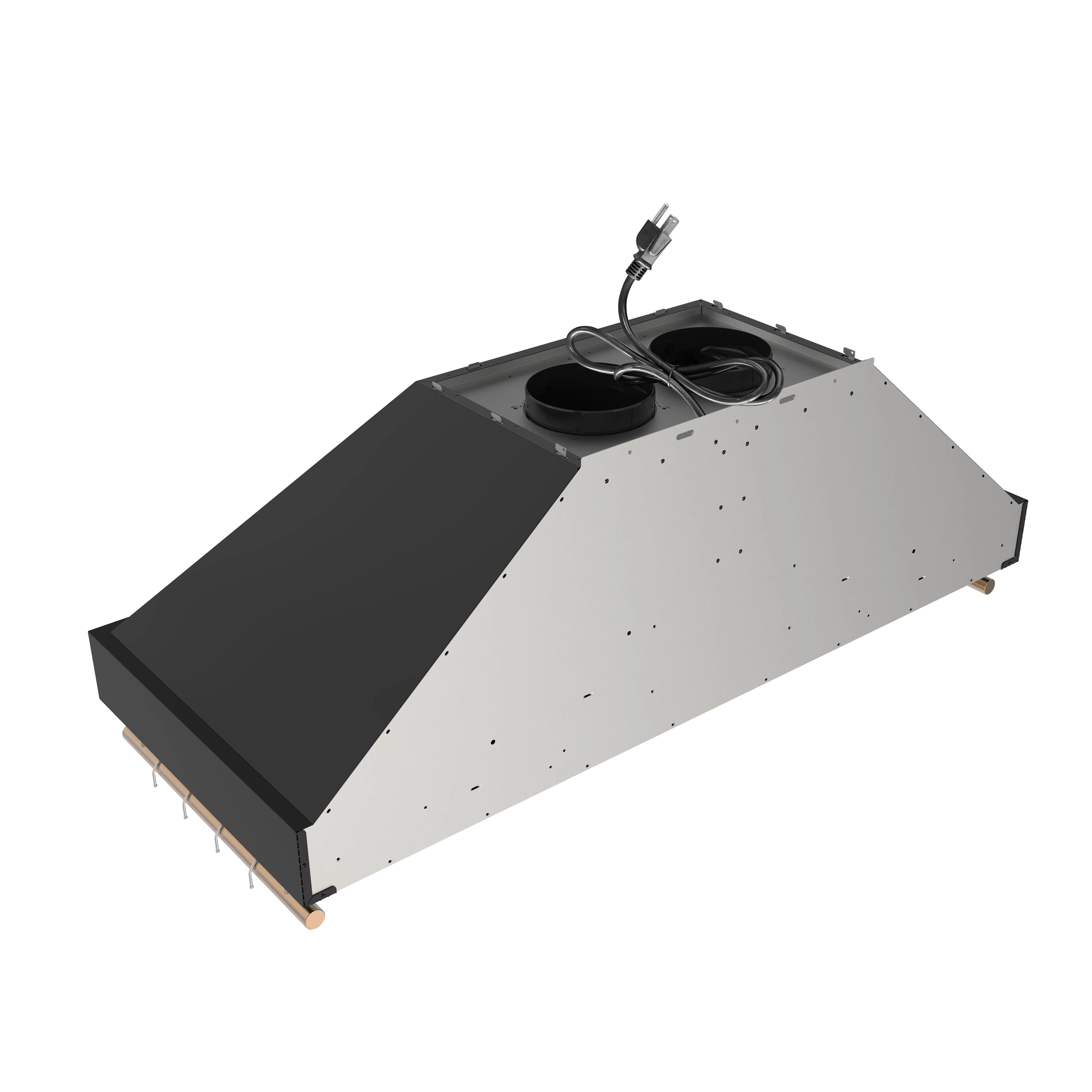 Forno Venezia 48 Inch Wall-Mounted Range Hood in Black with Antique Brass Accessories, Touch Controls and Baffle Filters - Image 6