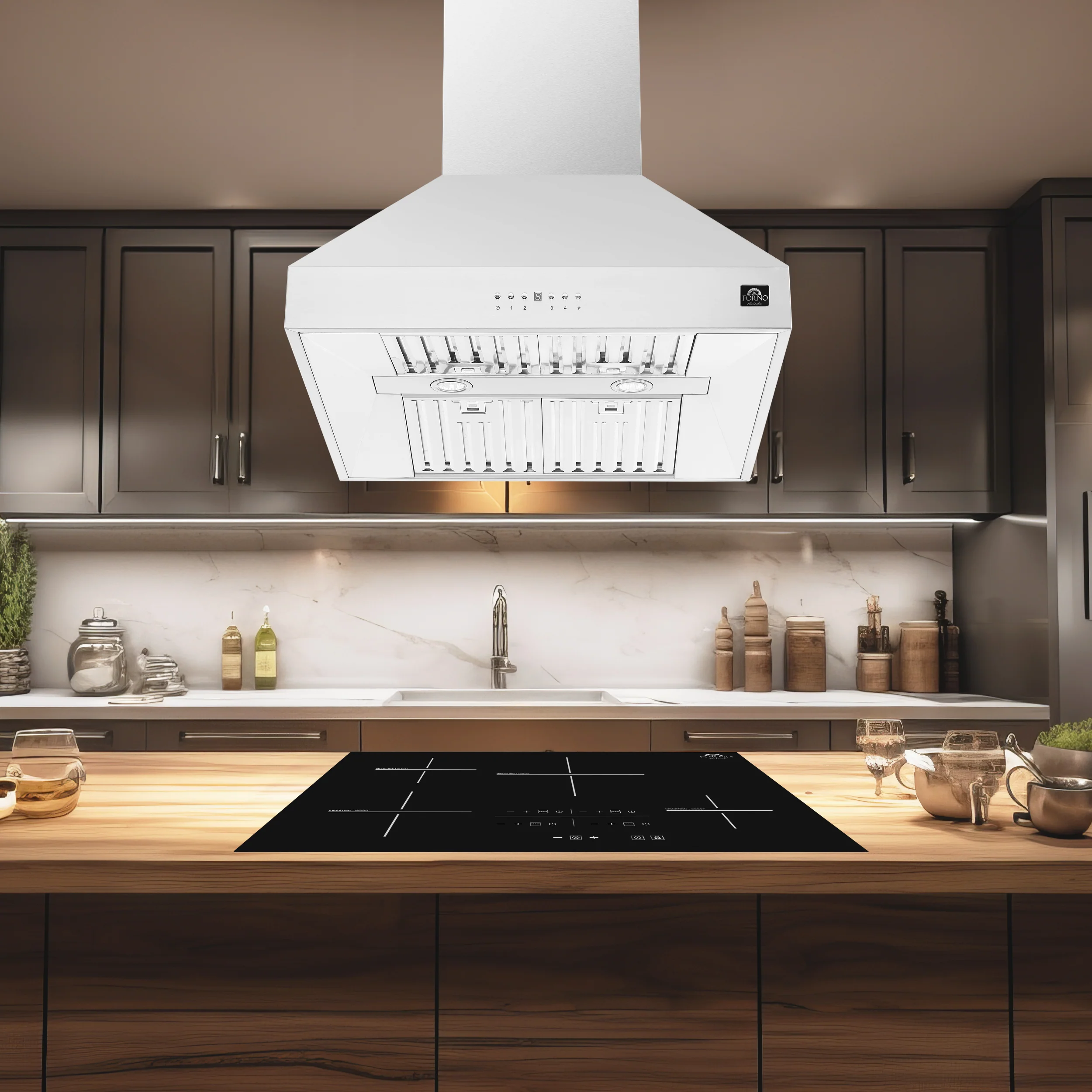 Forno Coppito 30-Inch Island Range Hood, Stainless Steel, LED Lighting, Adjustable Fan Speeds - Image 6